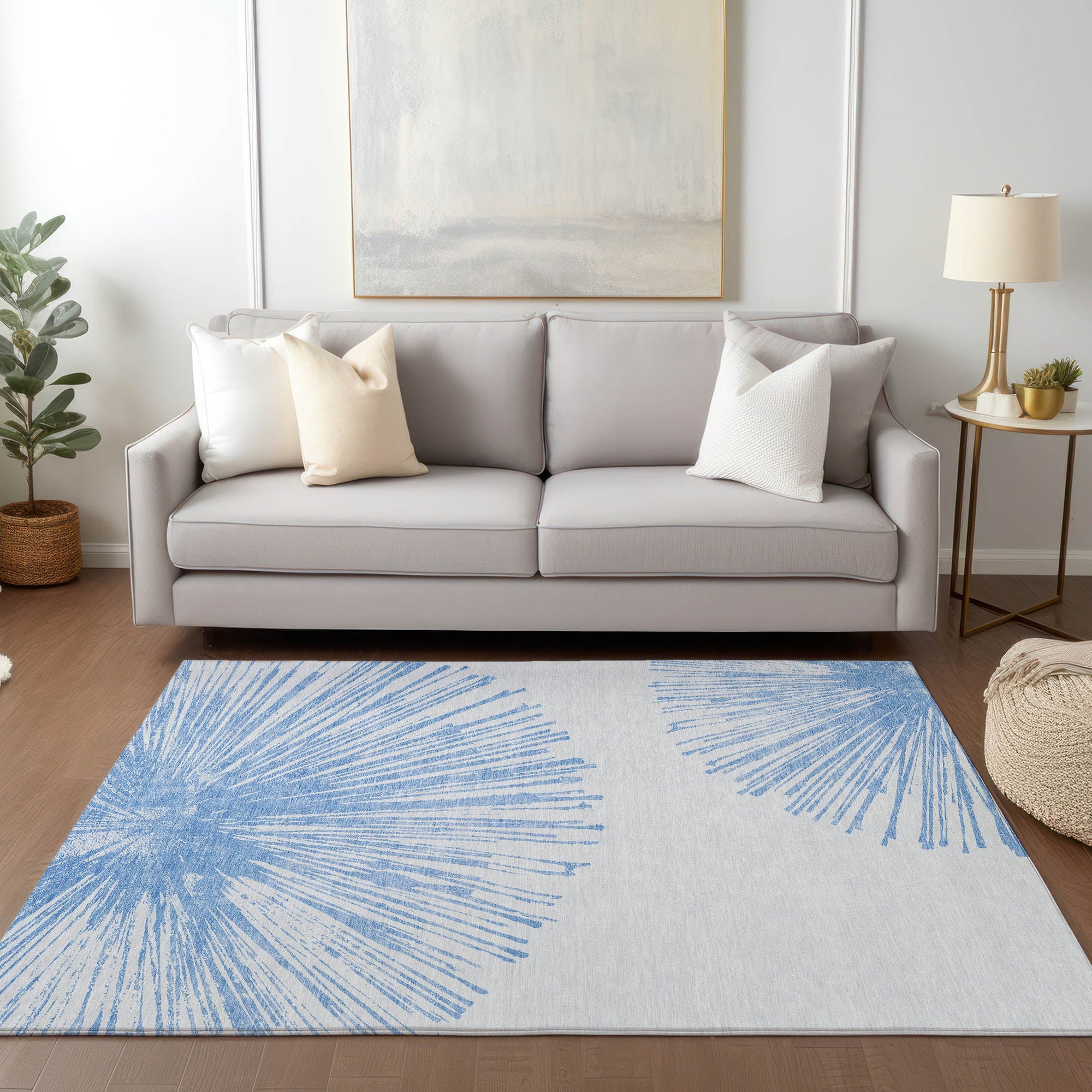 Addison Rugs Circles Blue Washable Indoor-Outdoor Rug