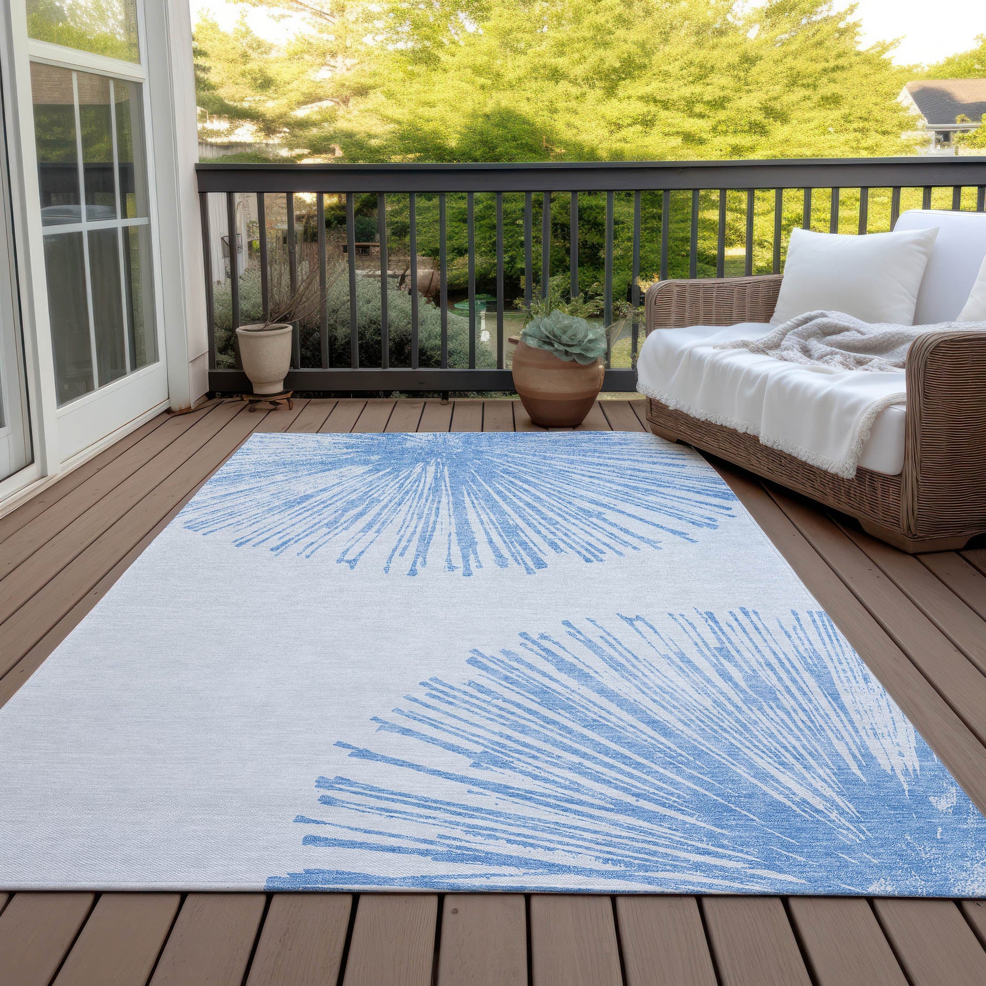 Addison Rugs Circles Blue Washable Indoor-Outdoor Rug