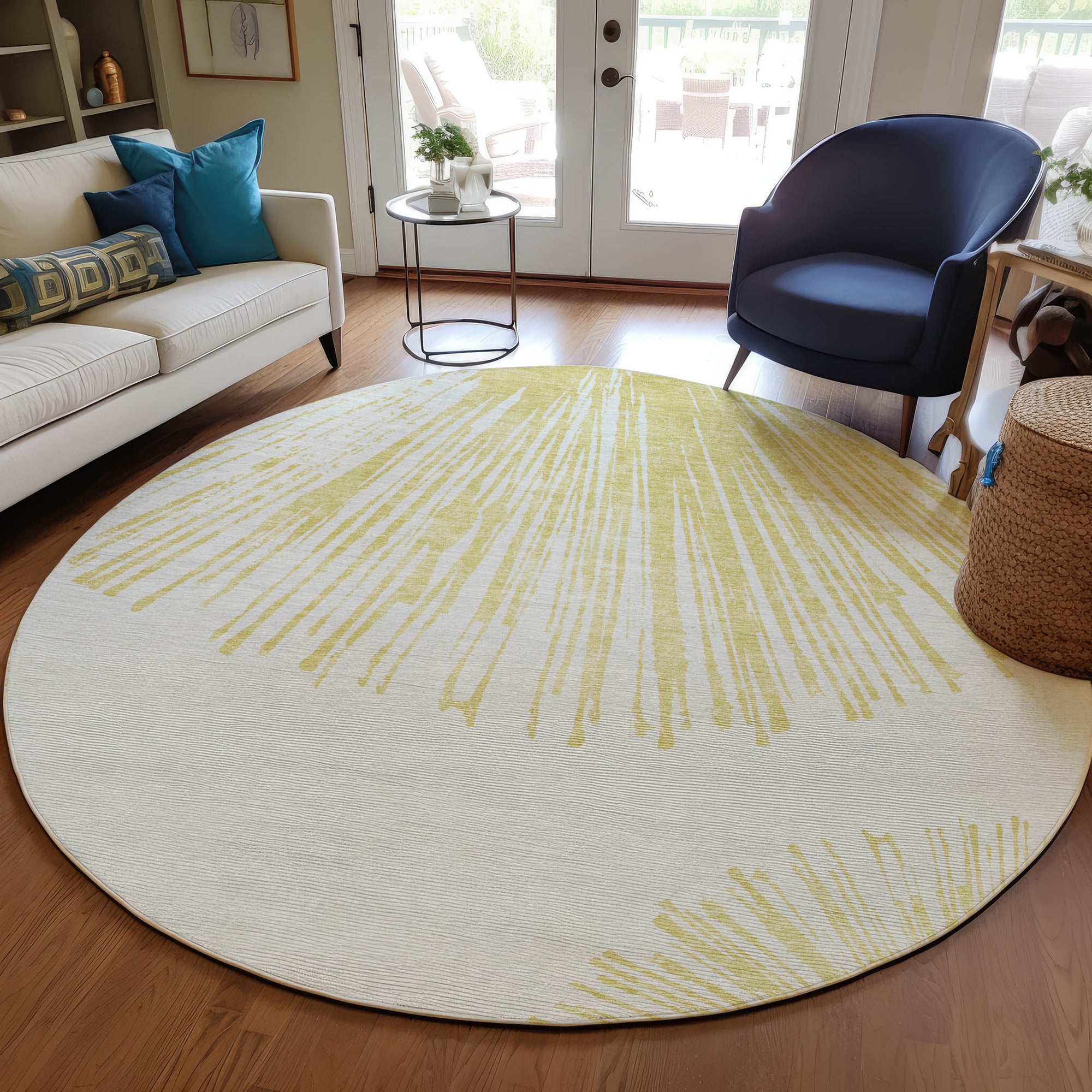 Addison Rugs Circles Beige Washable Indoor-Outdoor Rug