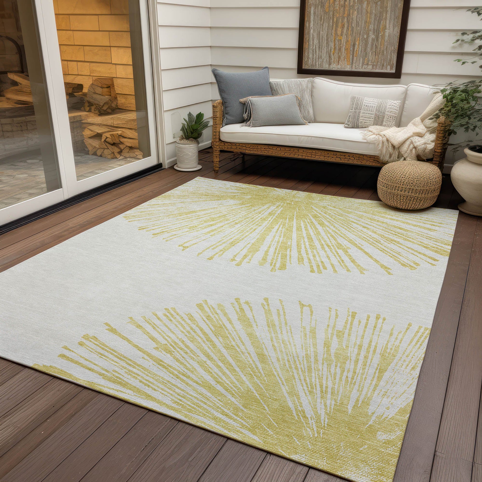 Addison Rugs Circles Beige Washable Indoor-Outdoor Rug