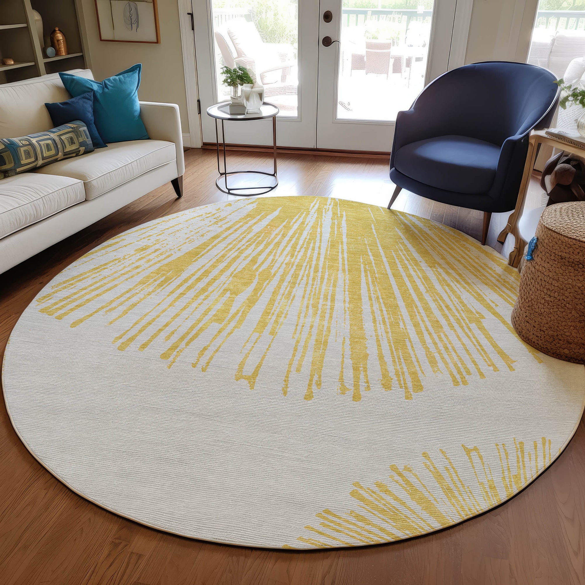 Addison Rugs Circles Gold Washable Indoor-Outdoor Rug
