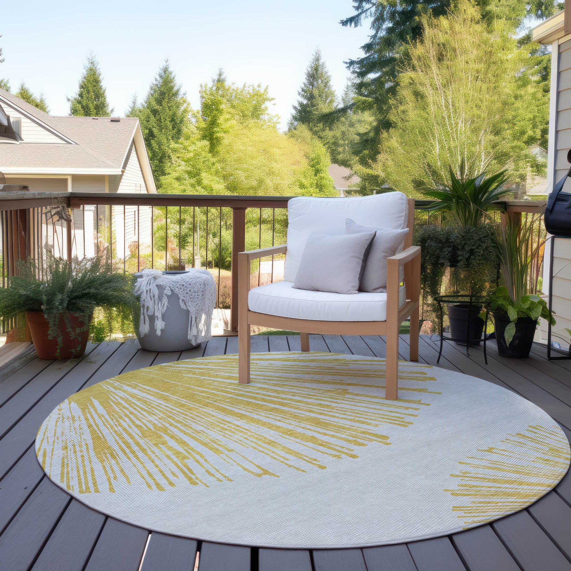 Addison Rugs Circles Gold Washable Indoor-Outdoor Rug