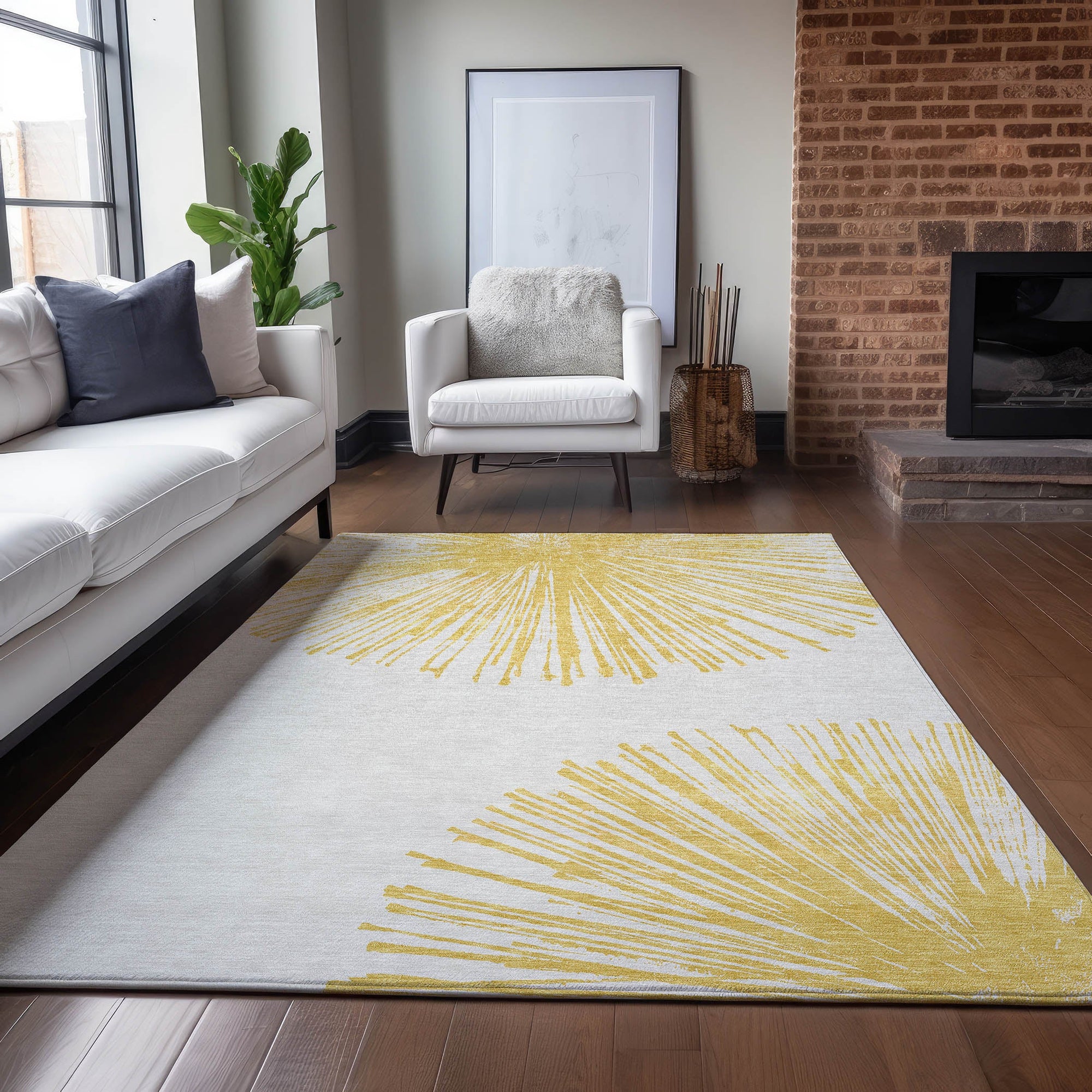 Addison Rugs Circles Gold Washable Indoor-Outdoor Rug