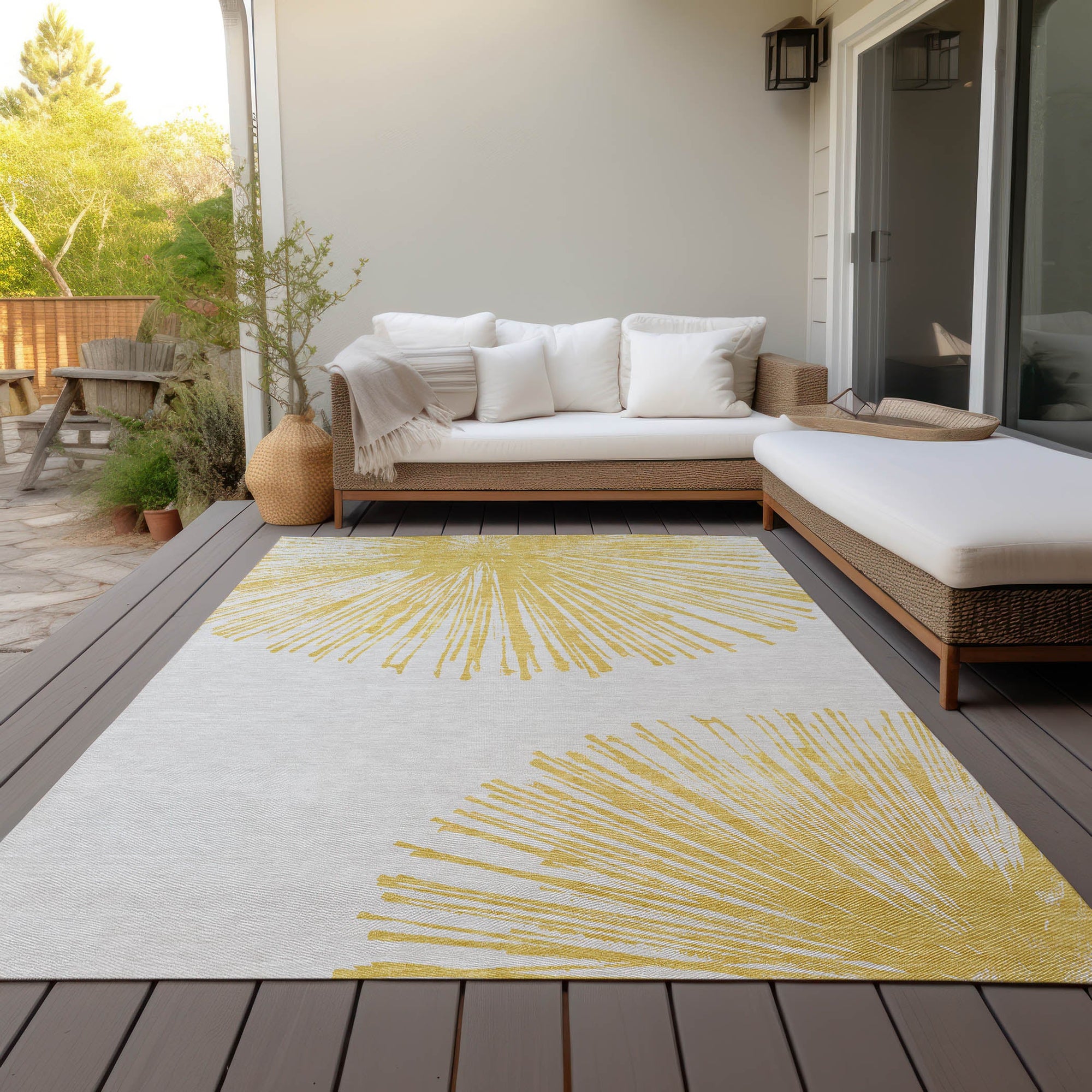 Addison Rugs Circles Gold Washable Indoor-Outdoor Rug