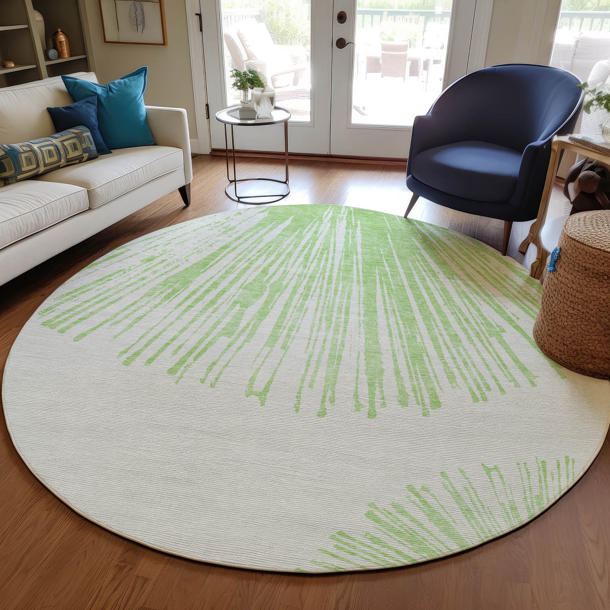 Addison Rugs Circles Green Washable Indoor-Outdoor Rug