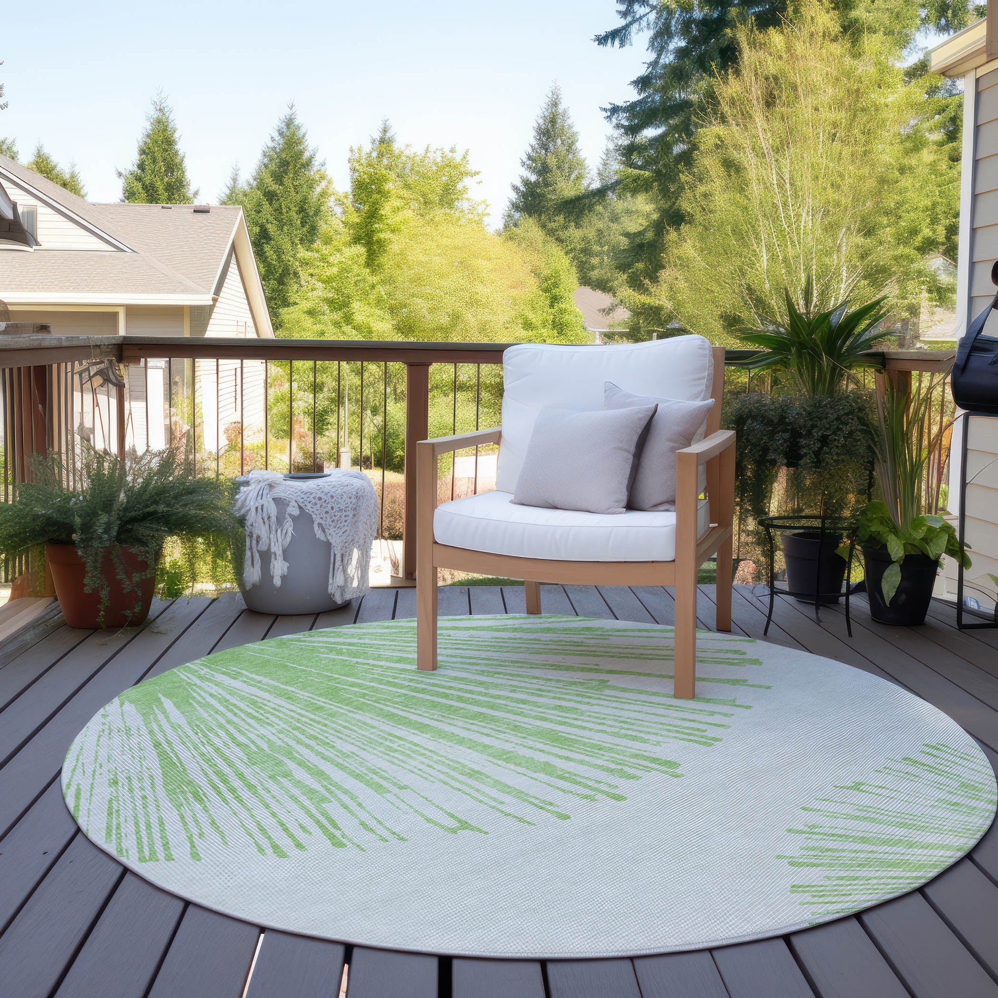 Addison Rugs Circles Green Washable Indoor-Outdoor Rug