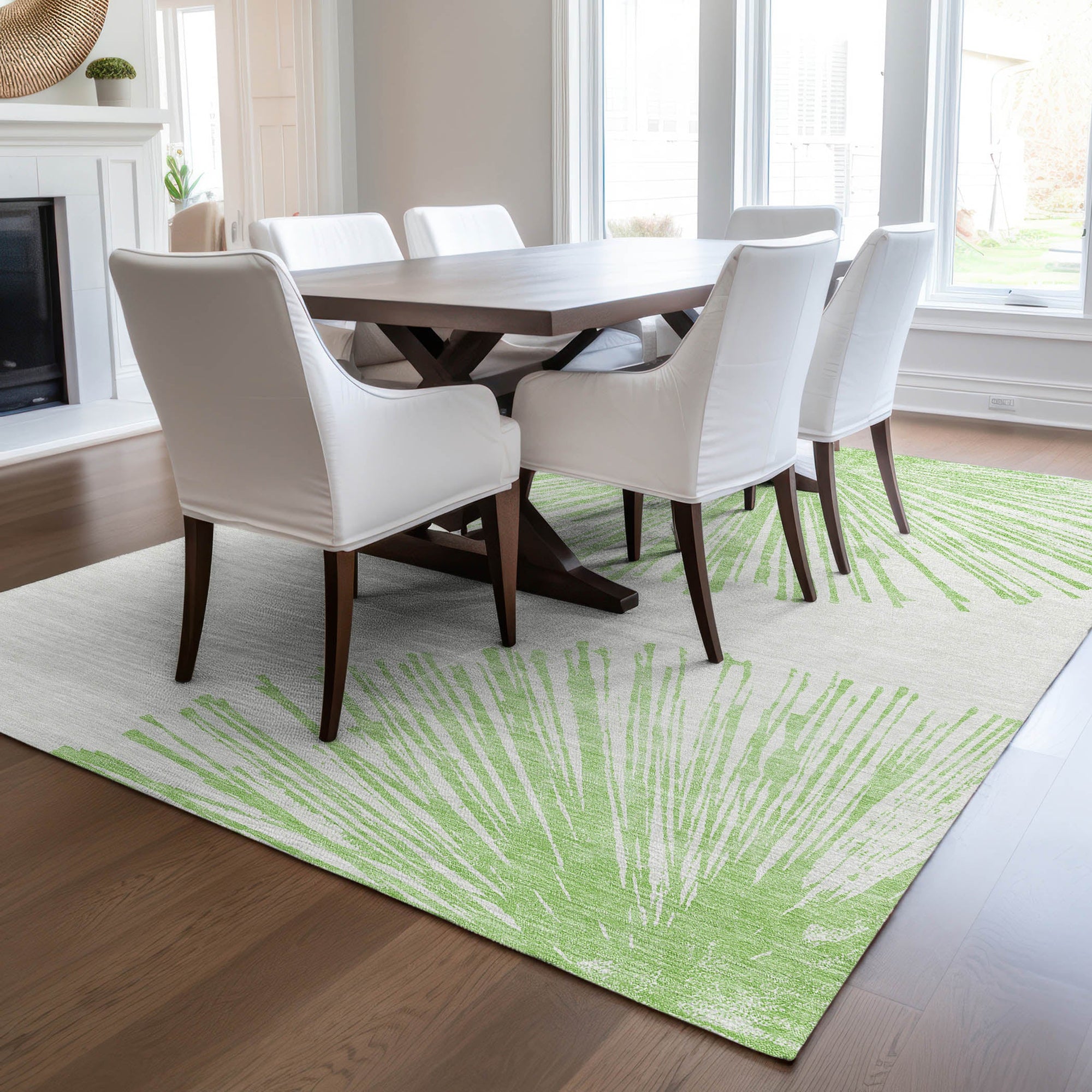 Addison Rugs Circles Green Washable Indoor-Outdoor Rug