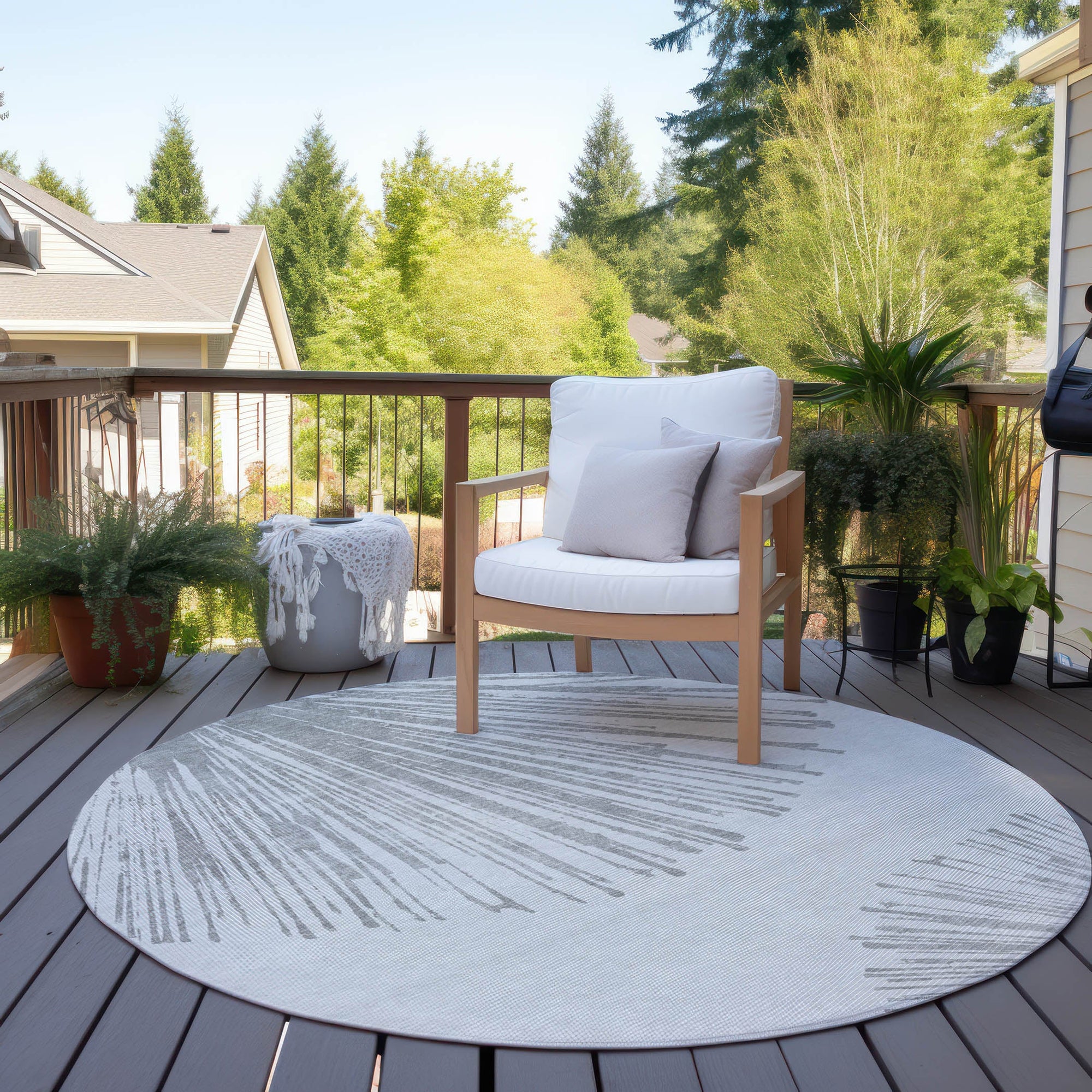 Addison Rugs Circles Grey Washable Indoor-Outdoor Rug