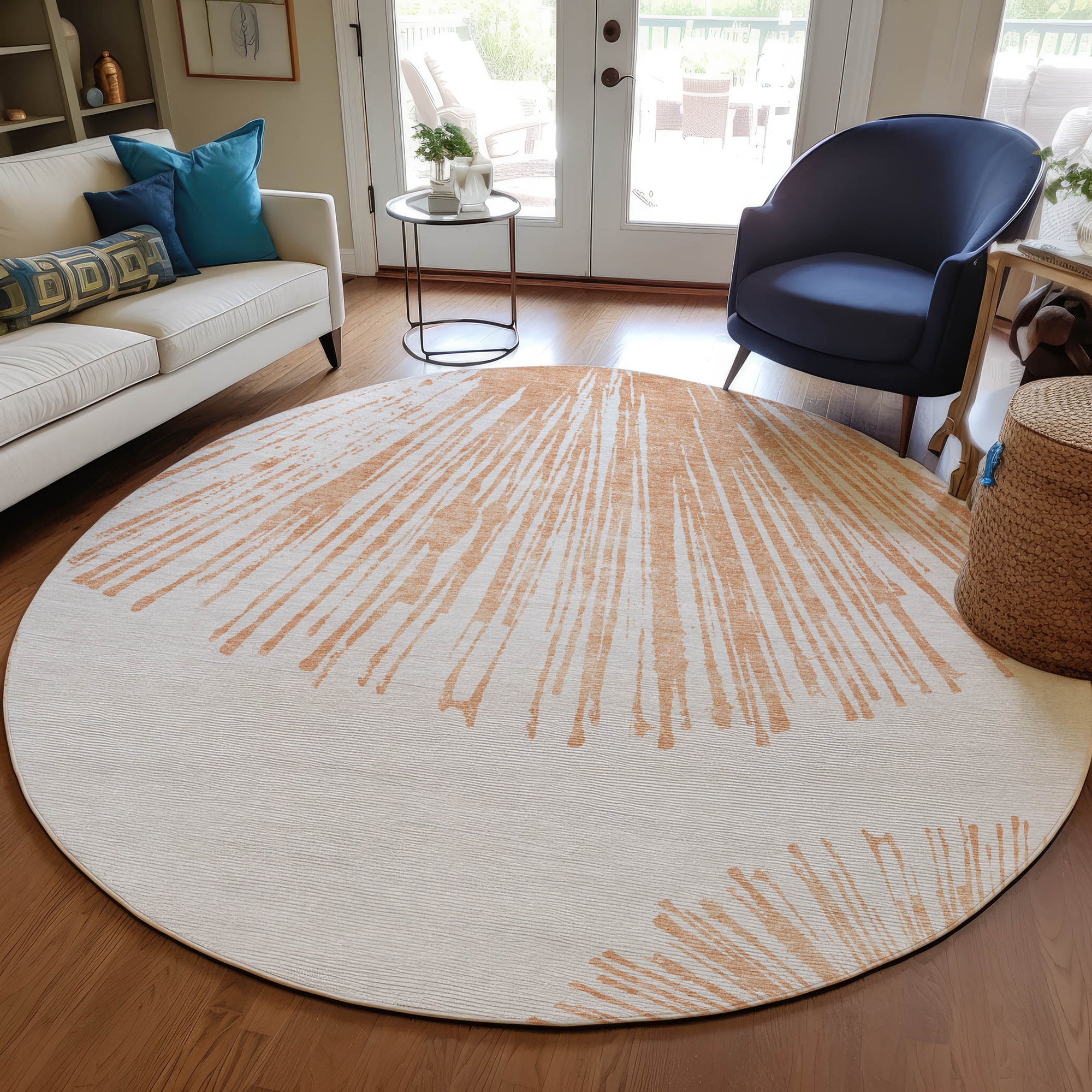 Addison Rugs Circles Salmon Washable Indoor-Outdoor Rug