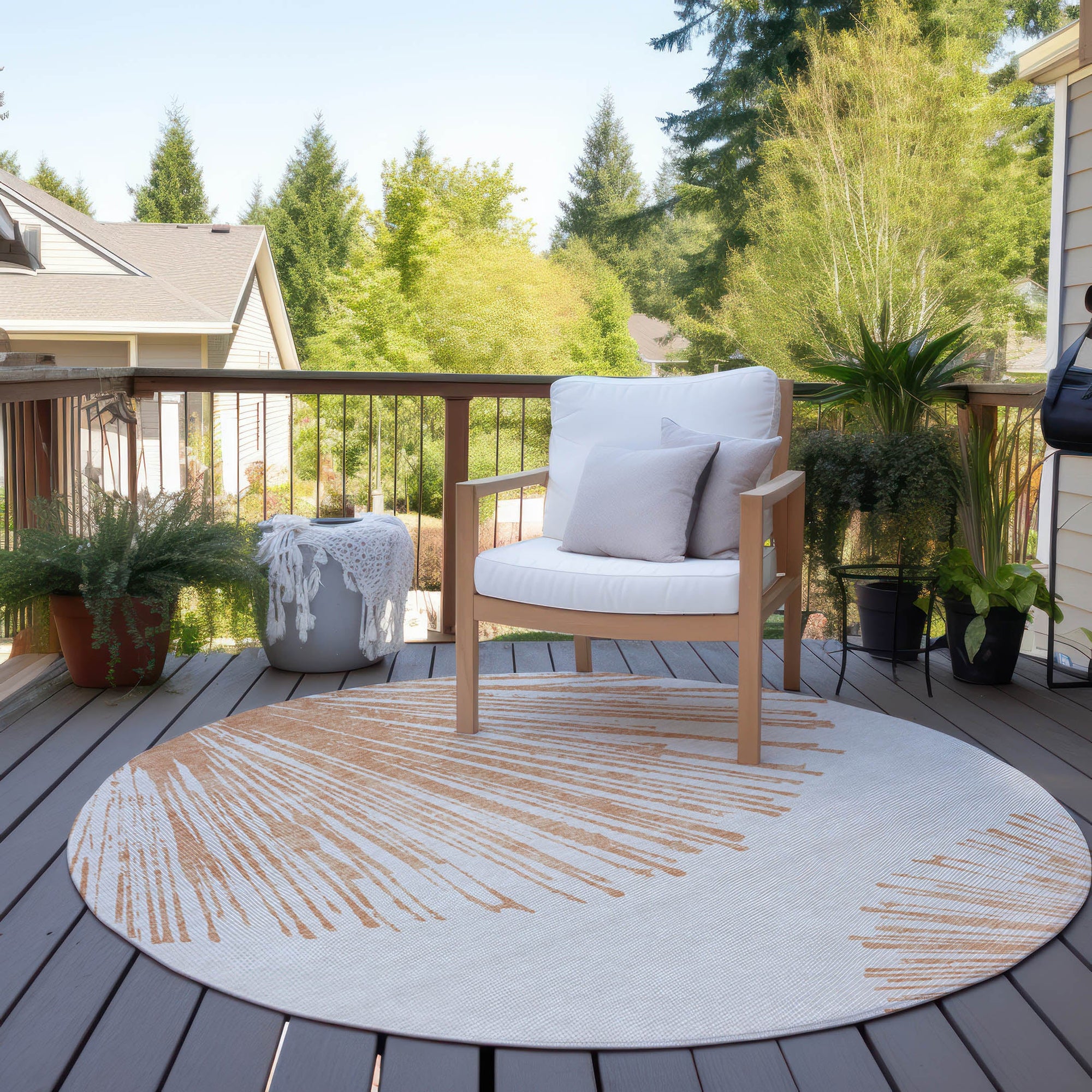 Addison Rugs Circles Salmon Washable Indoor-Outdoor Rug
