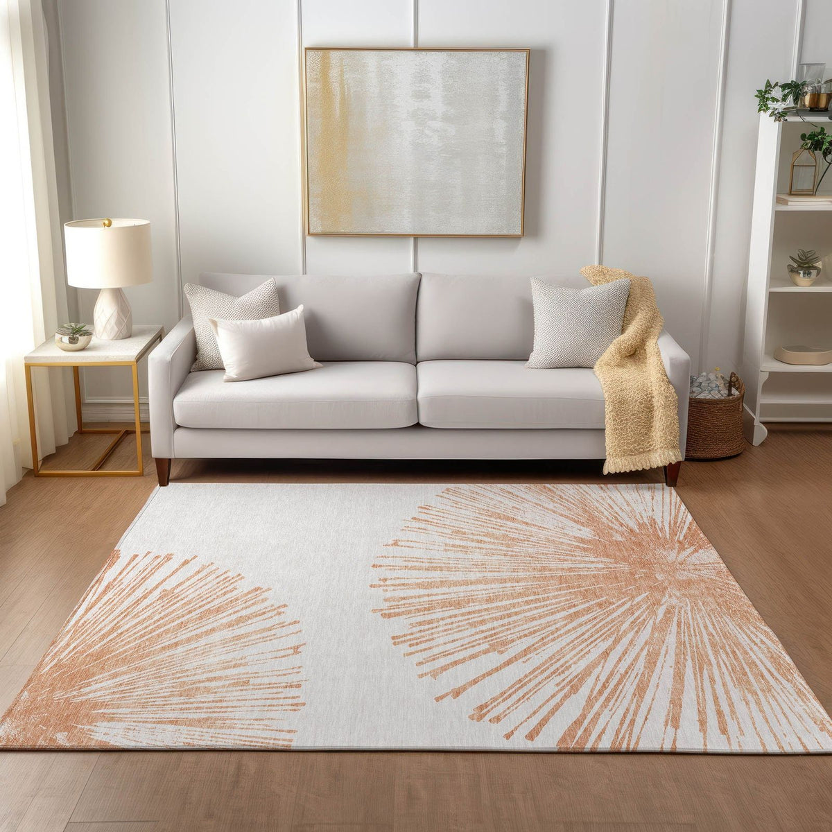 Addison Rugs Circles Salmon Washable Indoor-Outdoor Rug