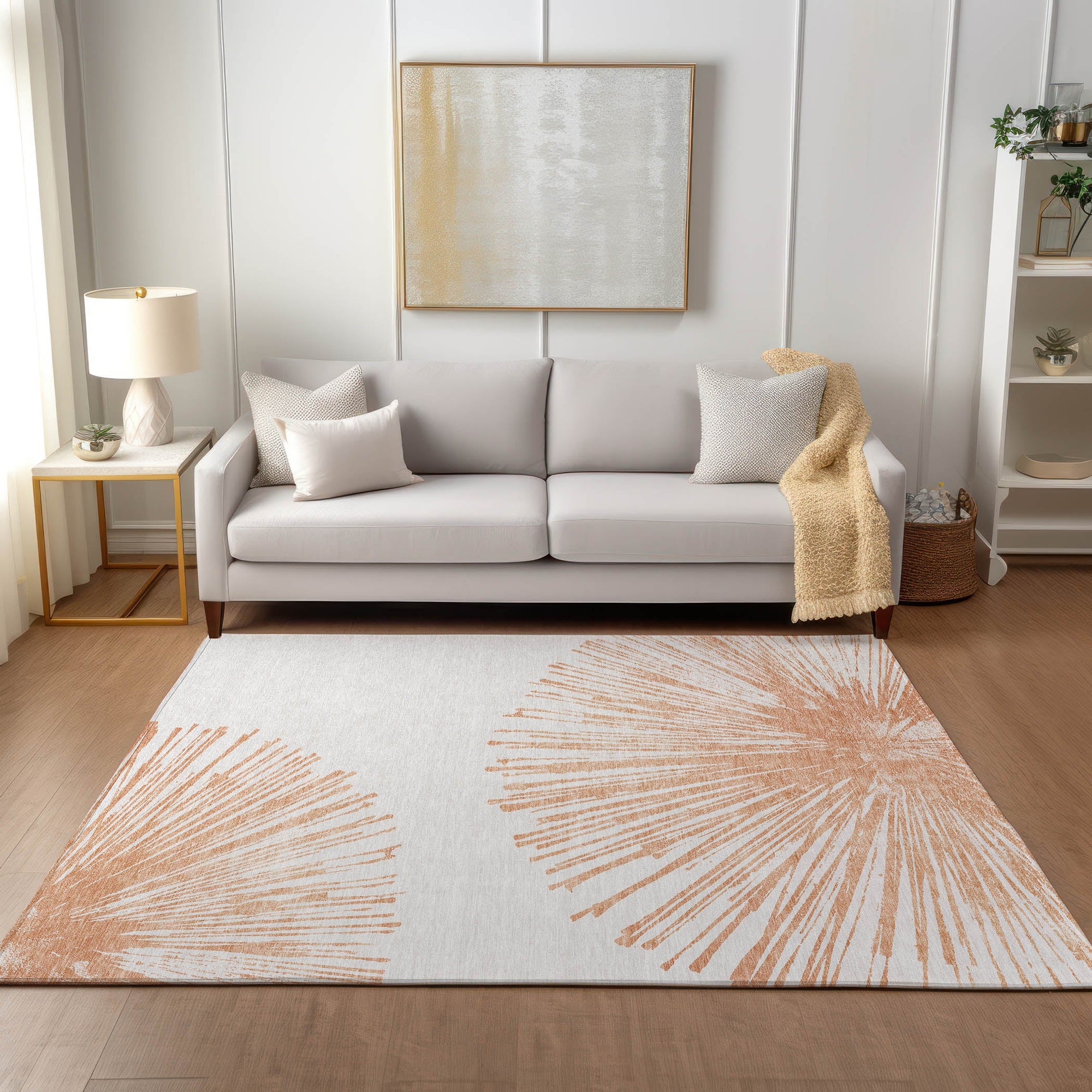 Addison Rugs Circles Salmon Washable Indoor-Outdoor Rug