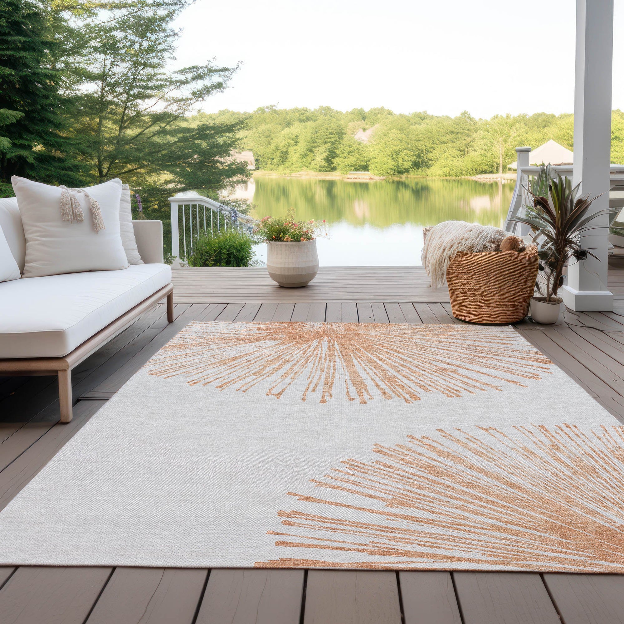Addison Rugs Circles Salmon Washable Indoor-Outdoor Rug