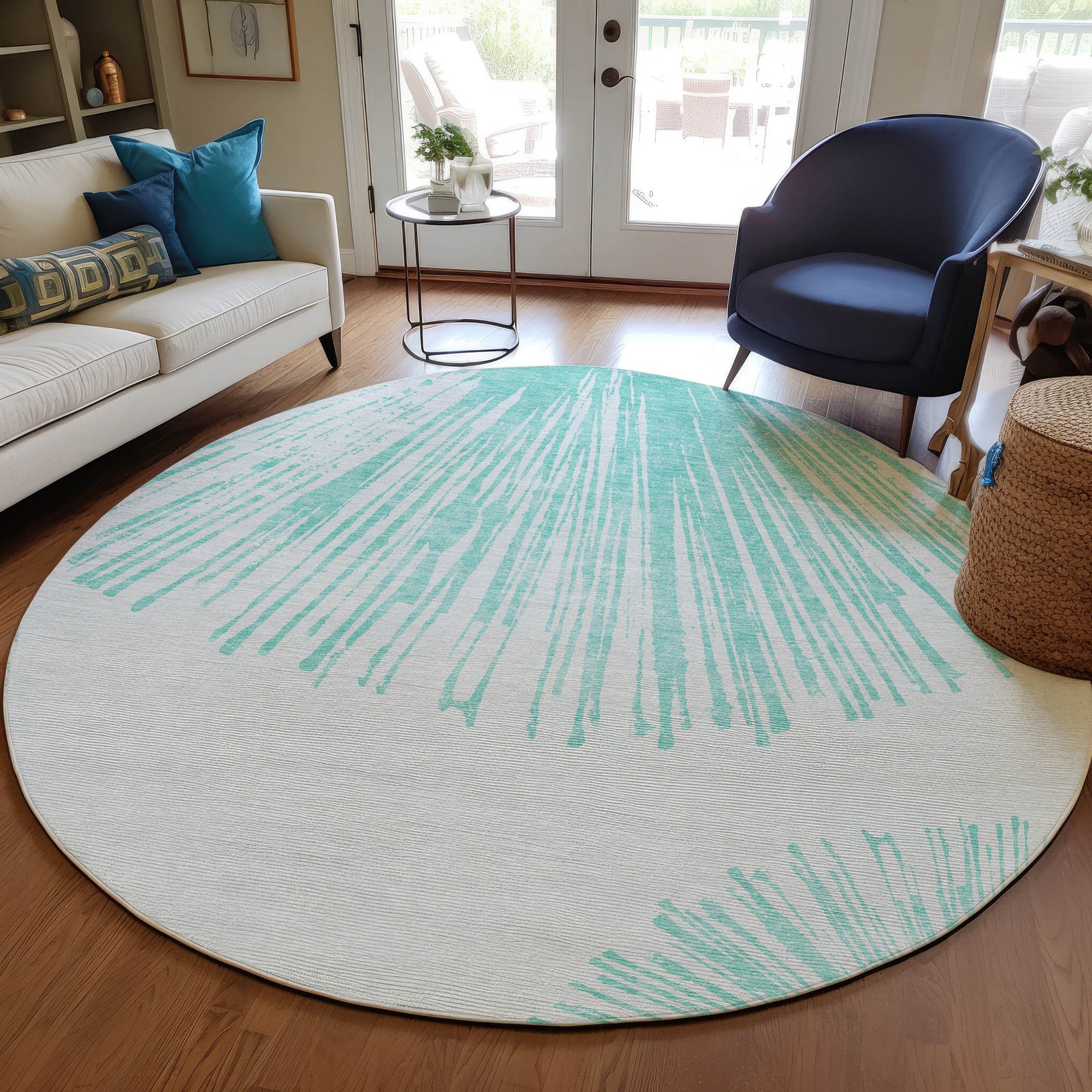 Addison Rugs Circles Teal Washable Indoor-Outdoor Rug