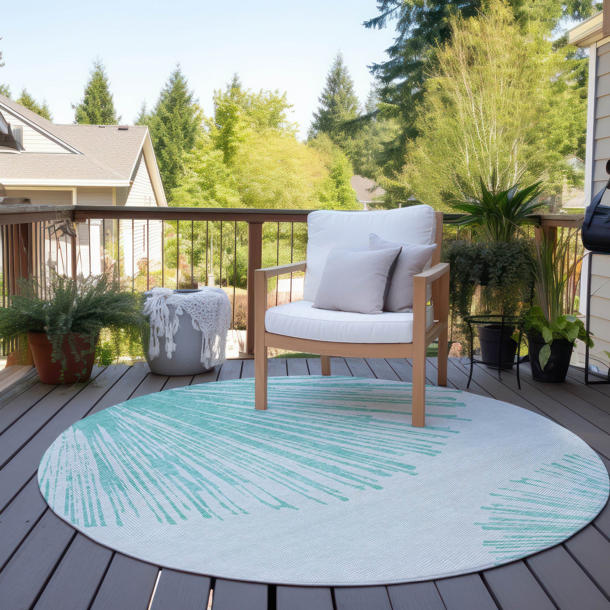 Addison Rugs Circles Teal Washable Indoor-Outdoor Rug