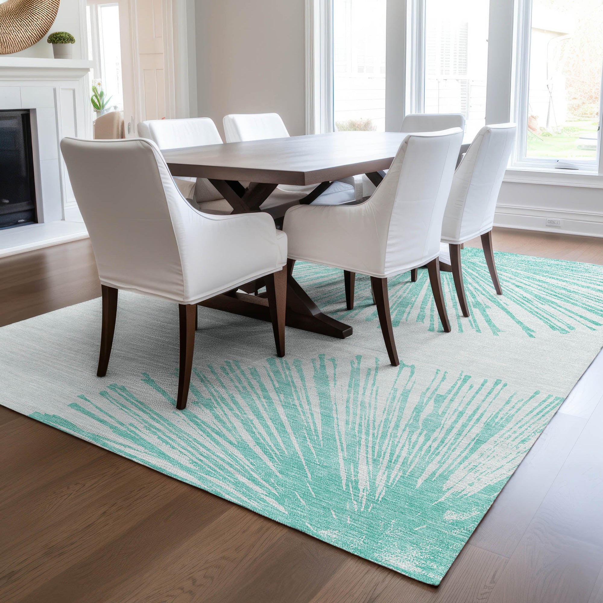 Addison Rugs Circles Teal Washable Indoor-Outdoor Rug