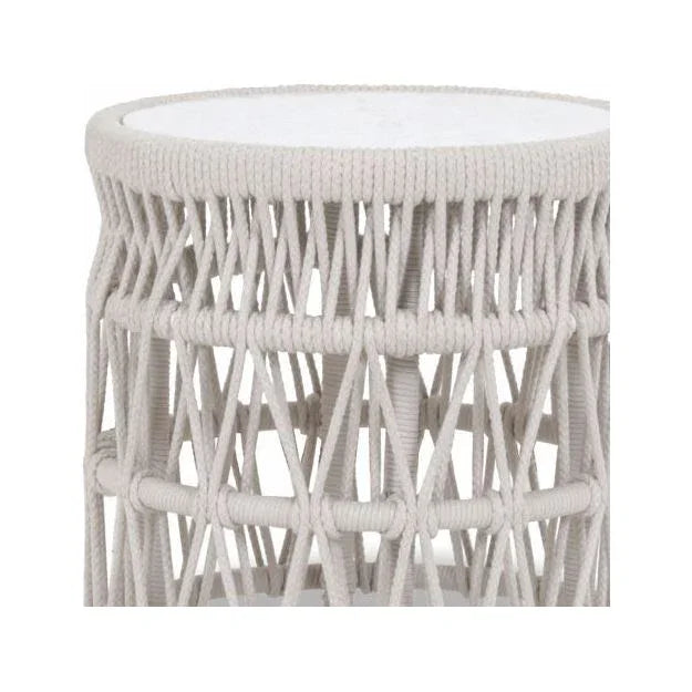 Dana Carrara Marble Top Outdoor End Table - LOOMLAN - Sunset West - Outdoor Side Tables