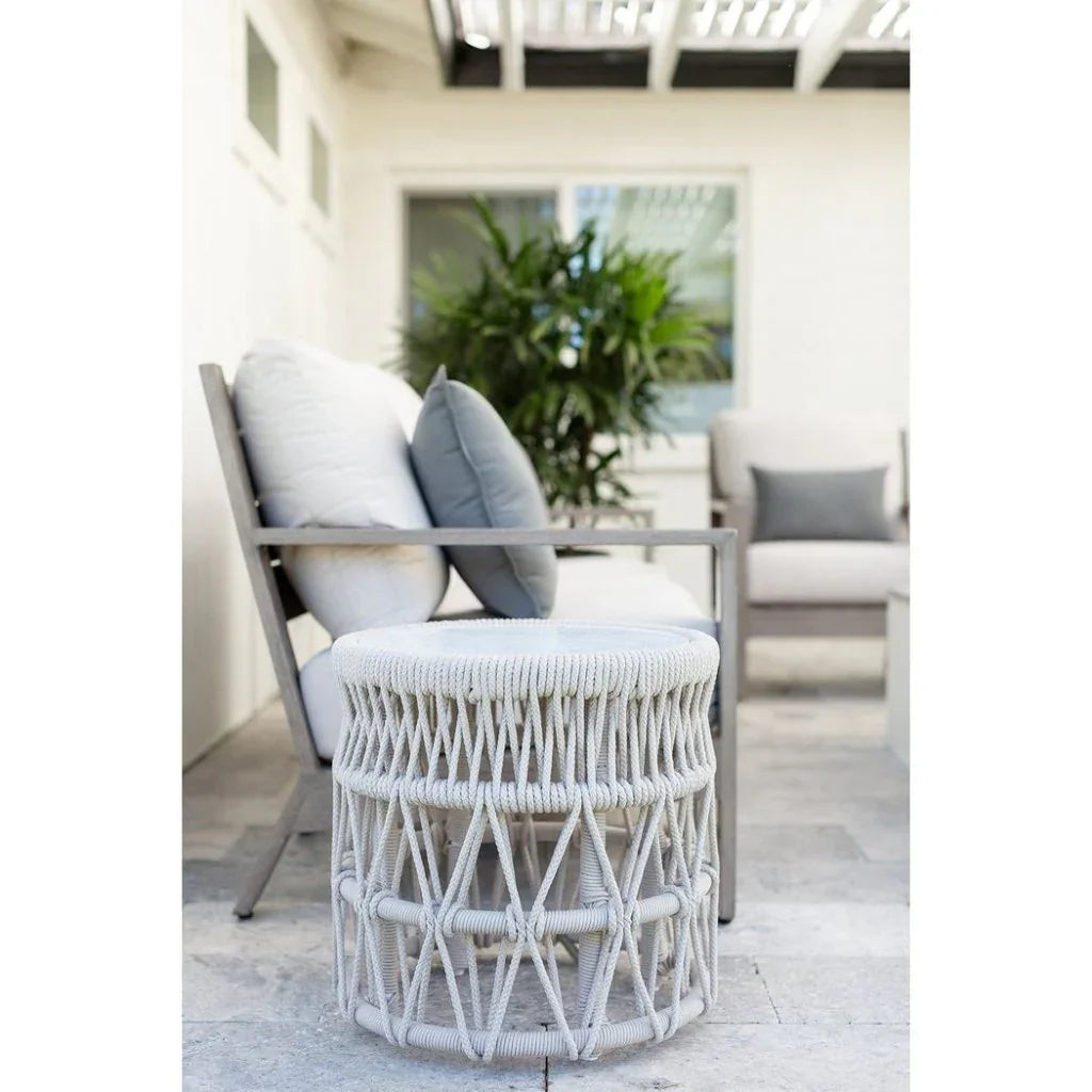 Dana Carrara Marble Top Outdoor End Table - LOOMLAN - Sunset West - Outdoor Side Tables