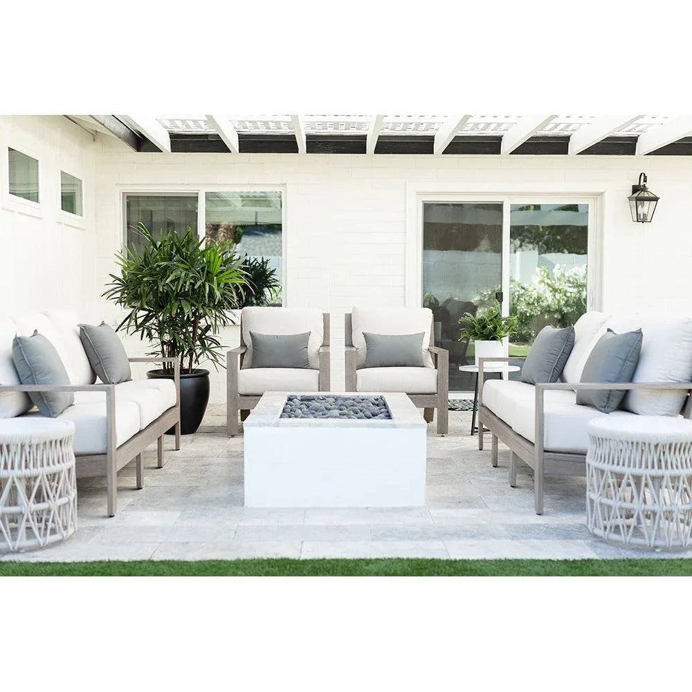Dana Carrara Marble Top Outdoor End Table - LOOMLAN - Sunset West - Outdoor Side Tables
