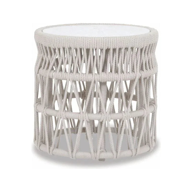Dana Carrara Marble Top Outdoor End Table - LOOMLAN - Sunset West - Outdoor Side Tables