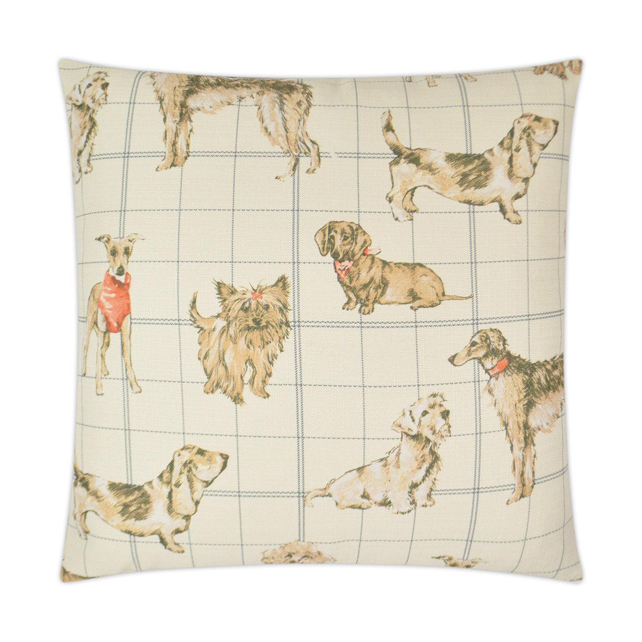 D.V. Kap Dog Daze Stone Brown Throw Pillow With Insert