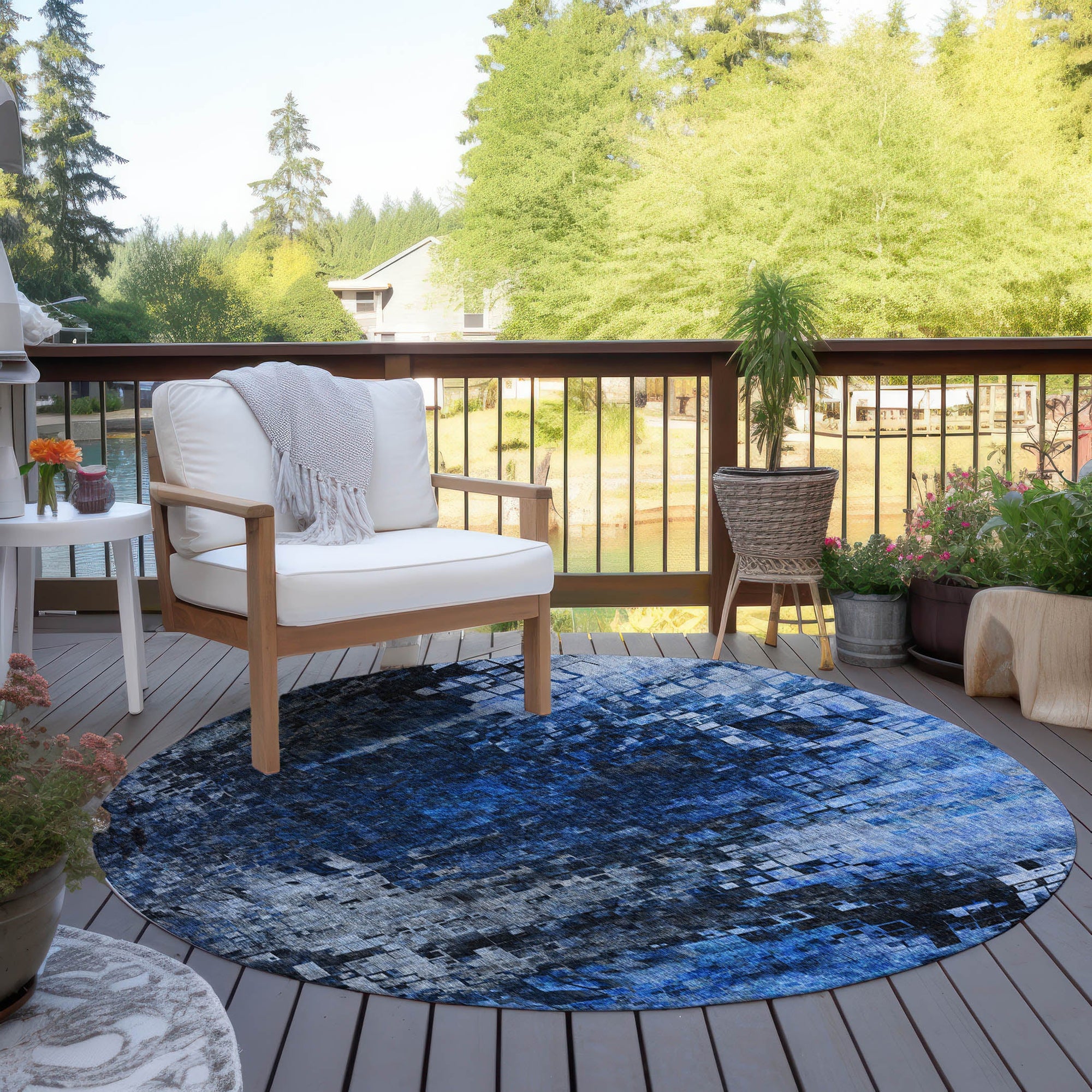 Addison Rugs Dust Echo Blue Washable Indoor-Outdoor Rug
