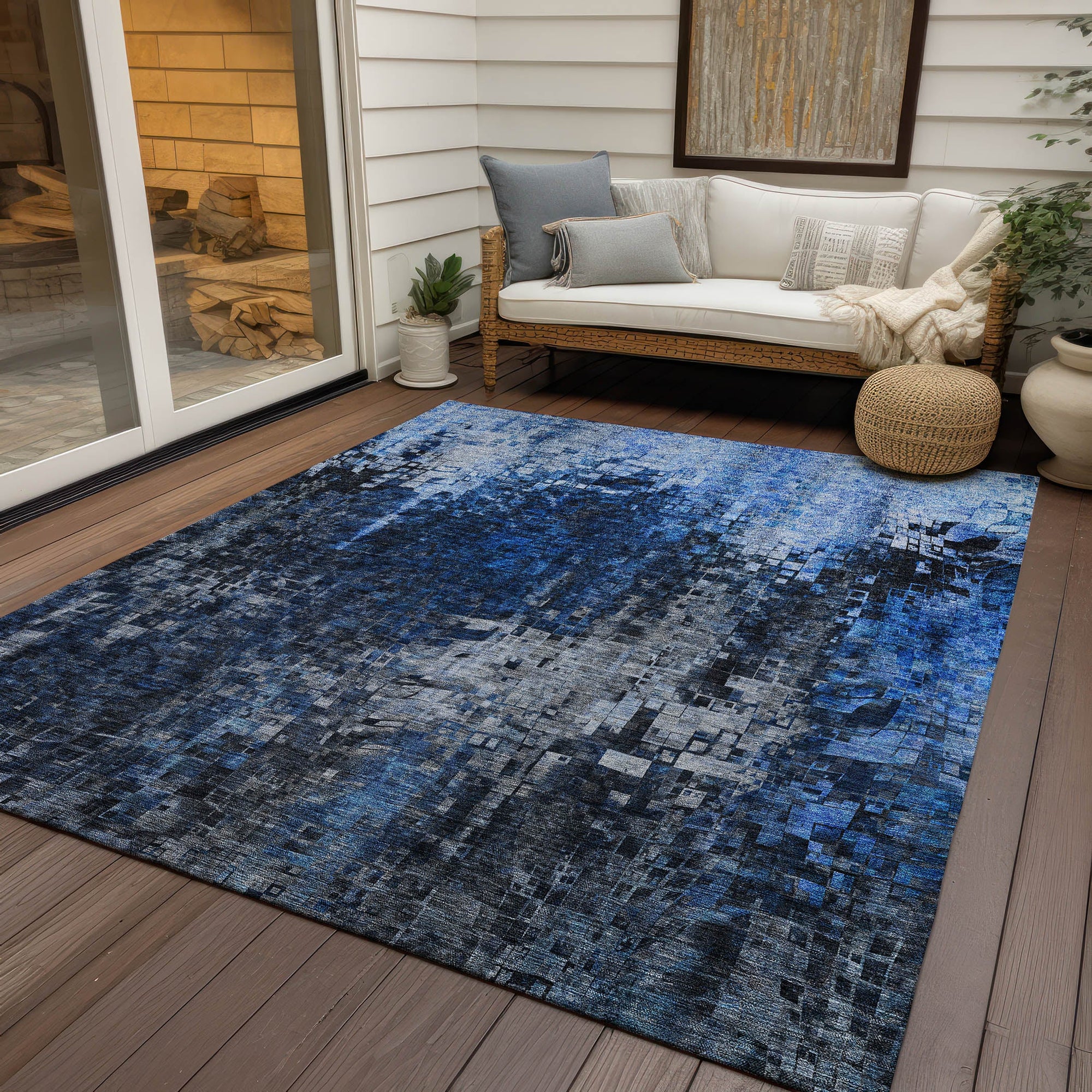 Addison Rugs Dust Echo Blue Washable Indoor-Outdoor Rug