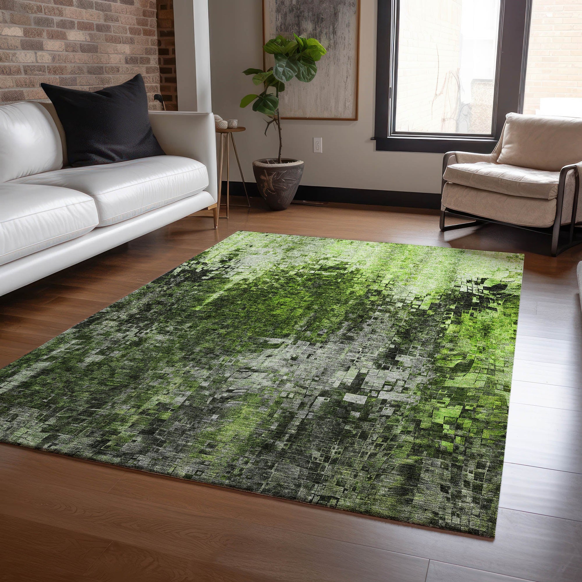 Addison Rugs Dust Echo Green Washable Indoor-Outdoor Rug