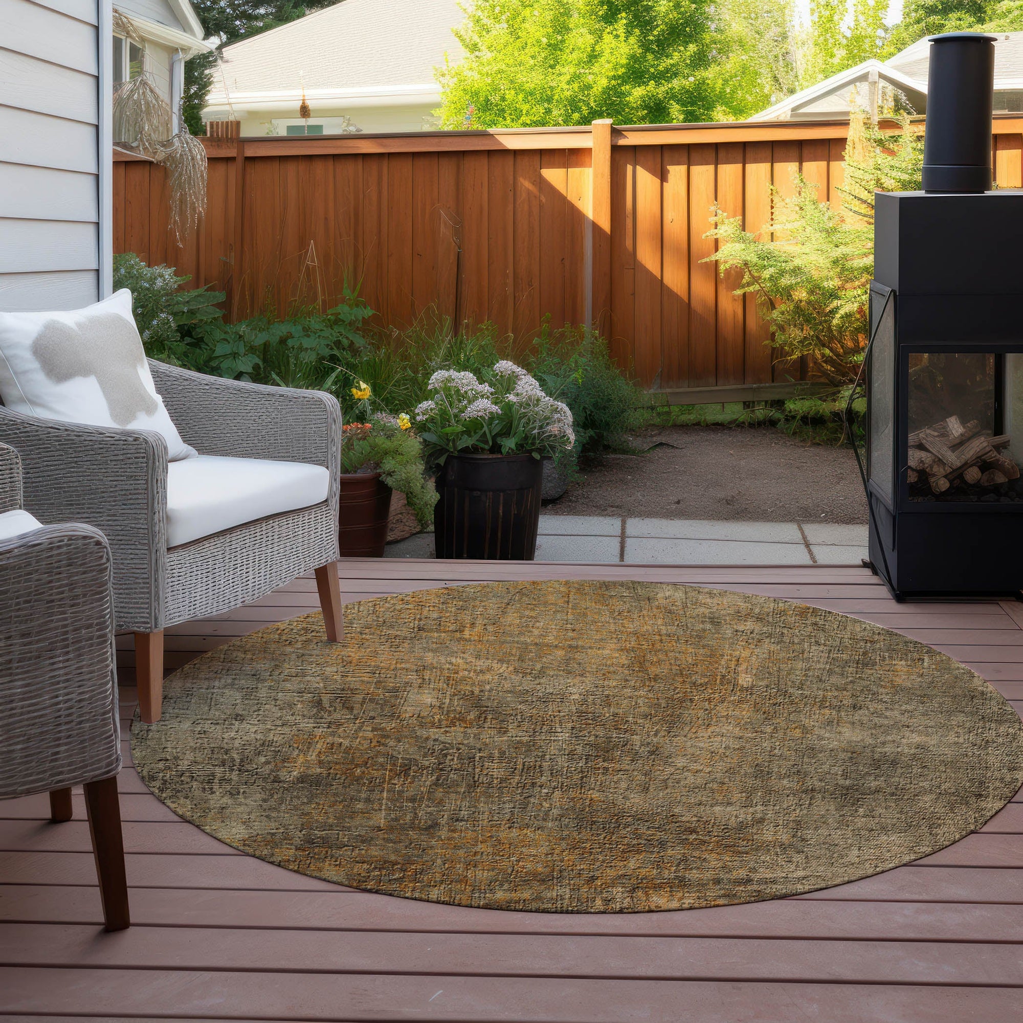 Addison Rugs Faded Rhythm Brown Washable Indoor-Outdoor Rug