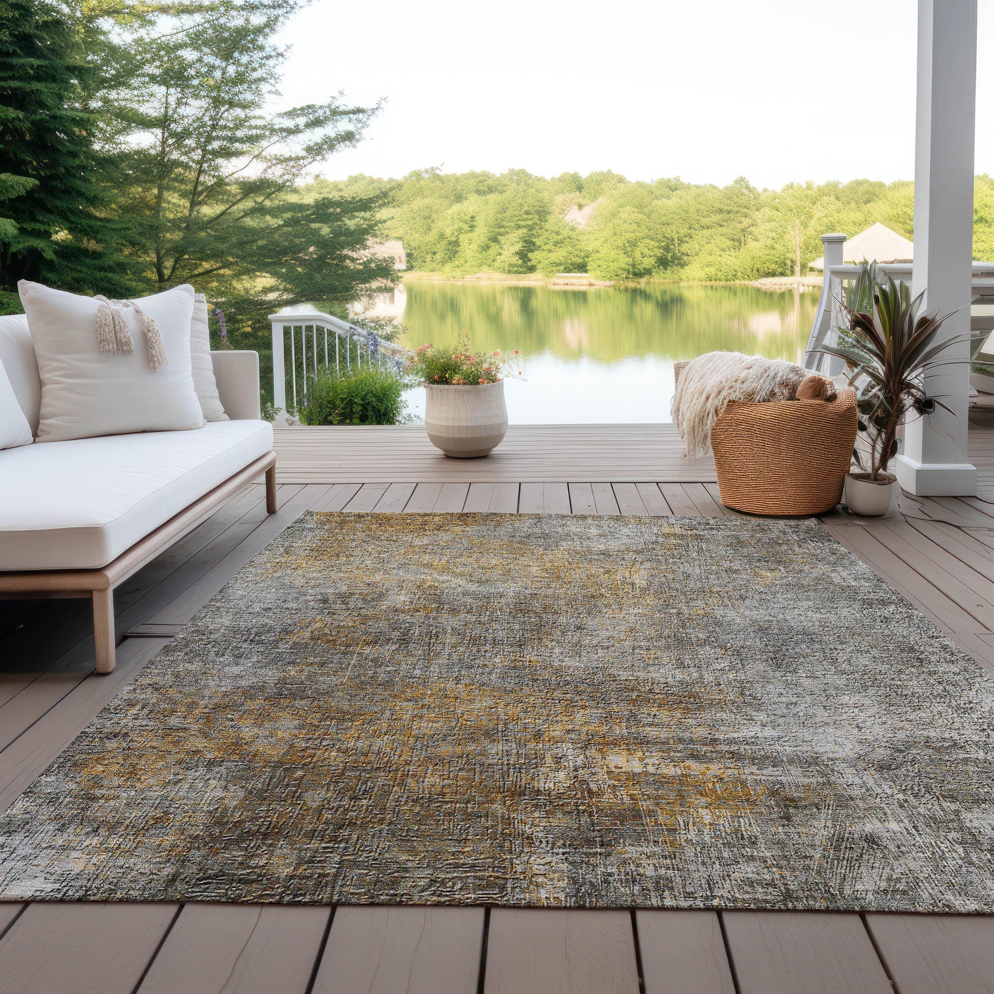 Addison Rugs Faded Rhythm Grey Washable Indoor-Outdoor Rug