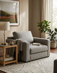 LOOMLAN Custom Upholstery Field Loose Seat Fabric & Leather Accent Chair