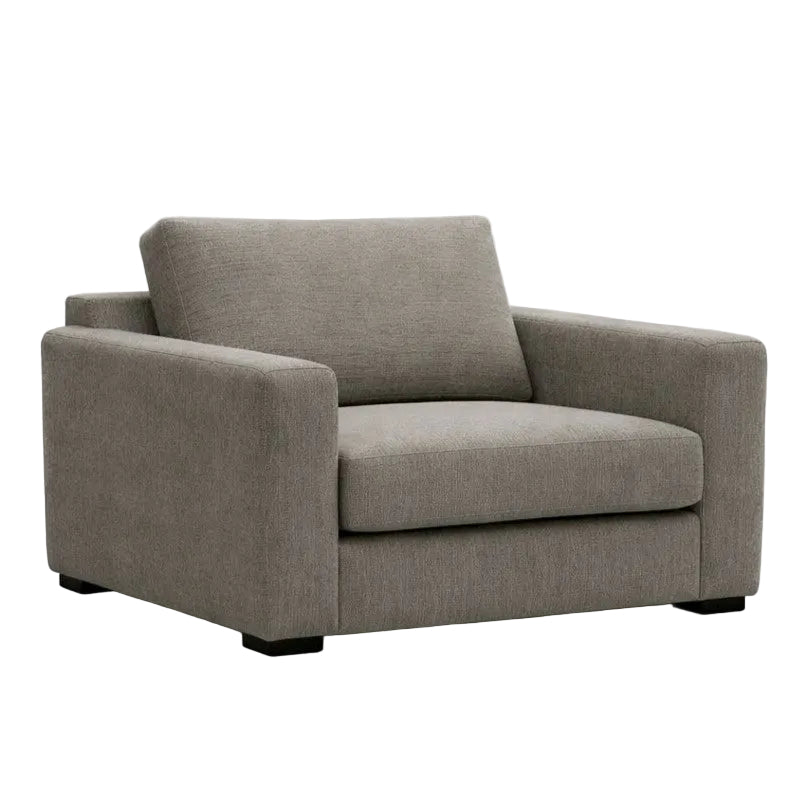 LOOMLAN Custom Upholstery Field Loose Seat Fabric &amp; Leather Accent Chair