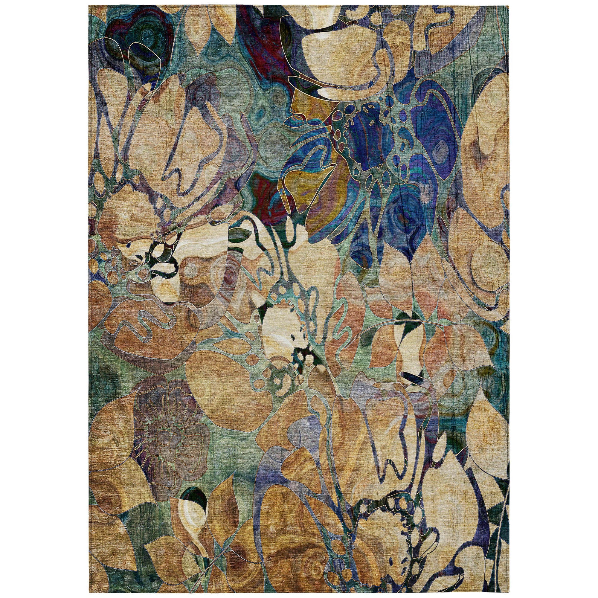 Addison Rugs Floral Beige Washable Indoor-Outdoor Rug