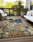 Addison Rugs Floral Beige Washable Indoor-Outdoor Rug