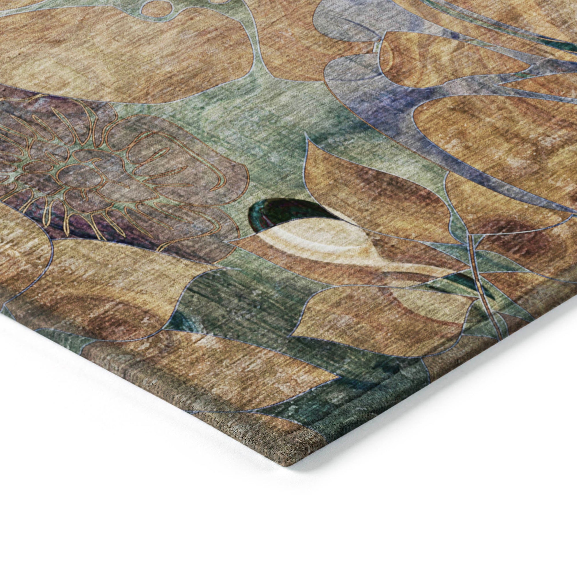 Addison Rugs Floral Beige Washable Indoor-Outdoor Rug