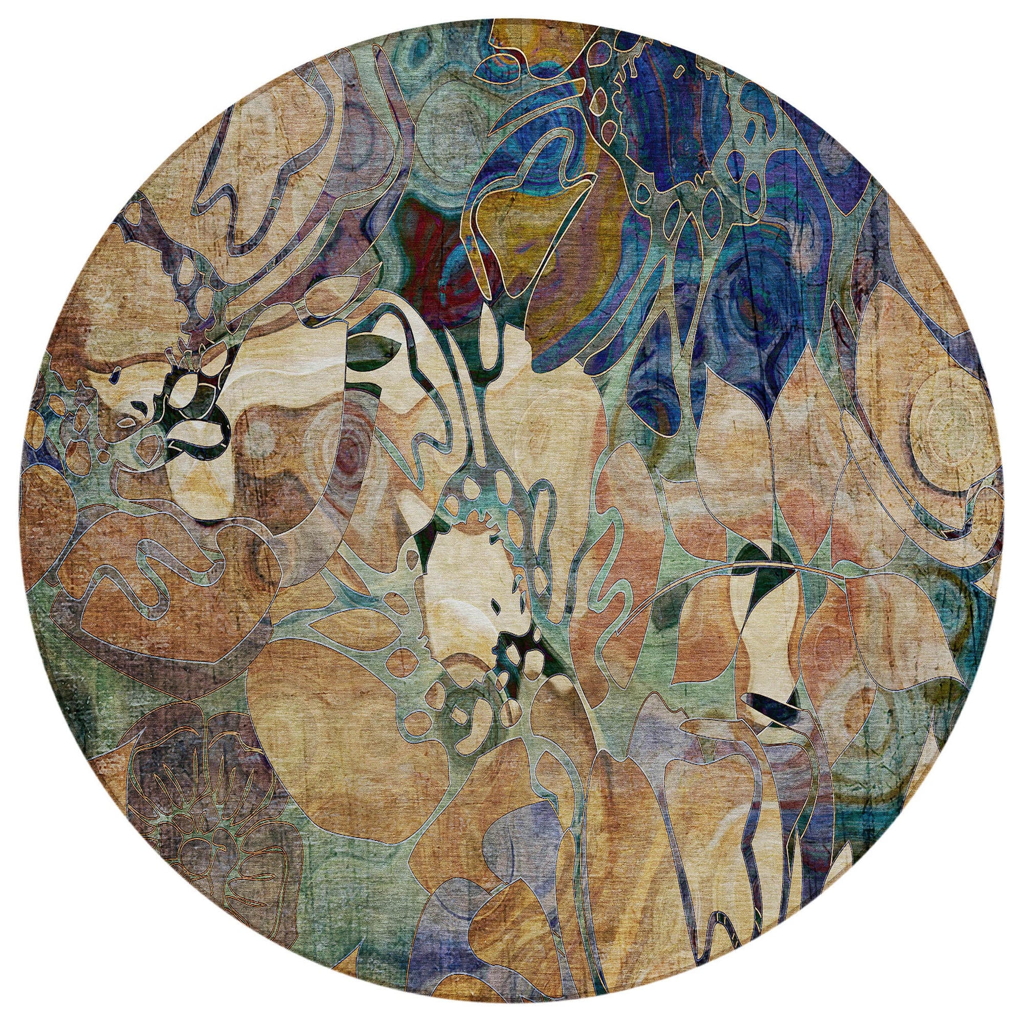 Addison Rugs Floral Beige Washable Indoor-Outdoor Rug