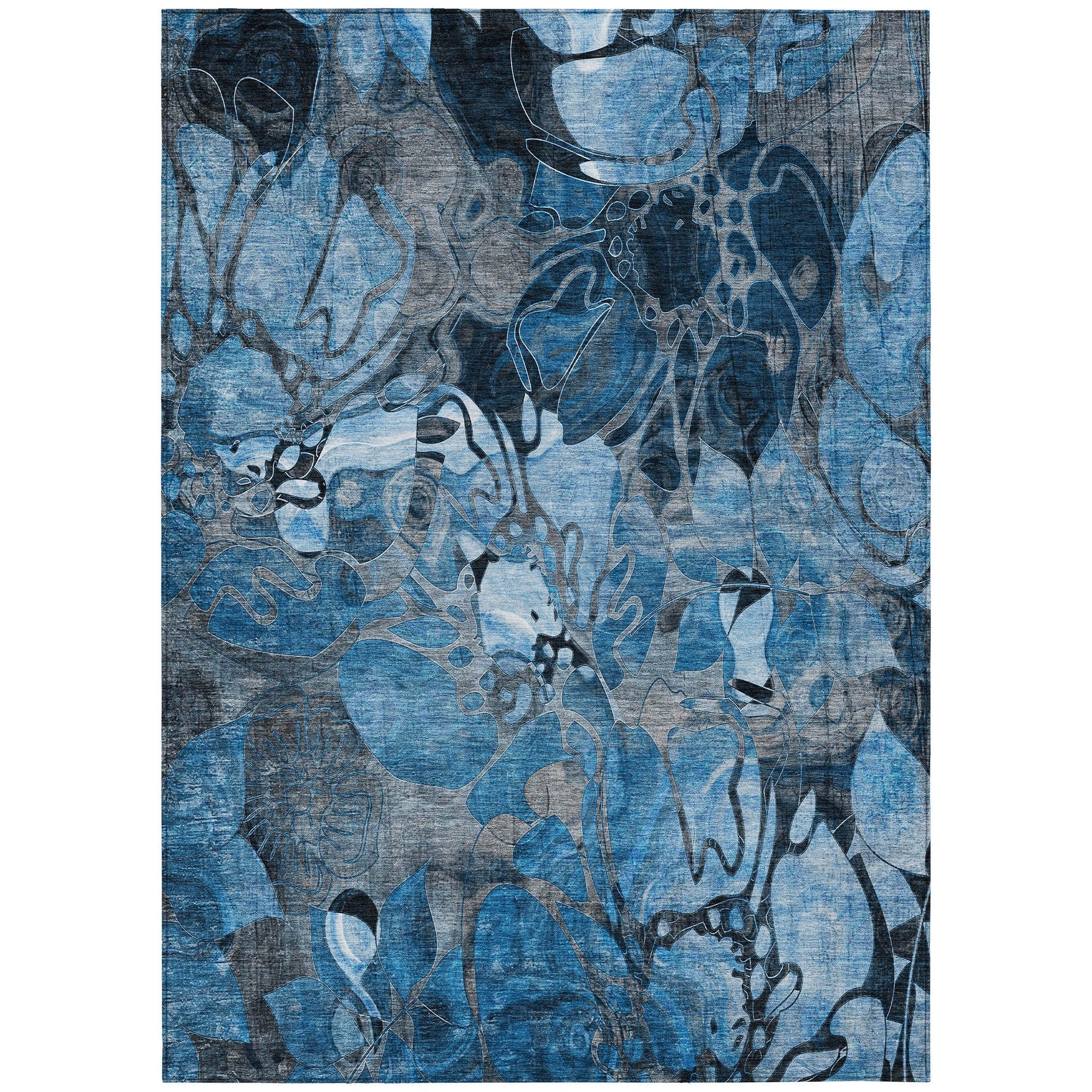 Addison Rugs Floral Blue Washable Indoor-Outdoor Rug