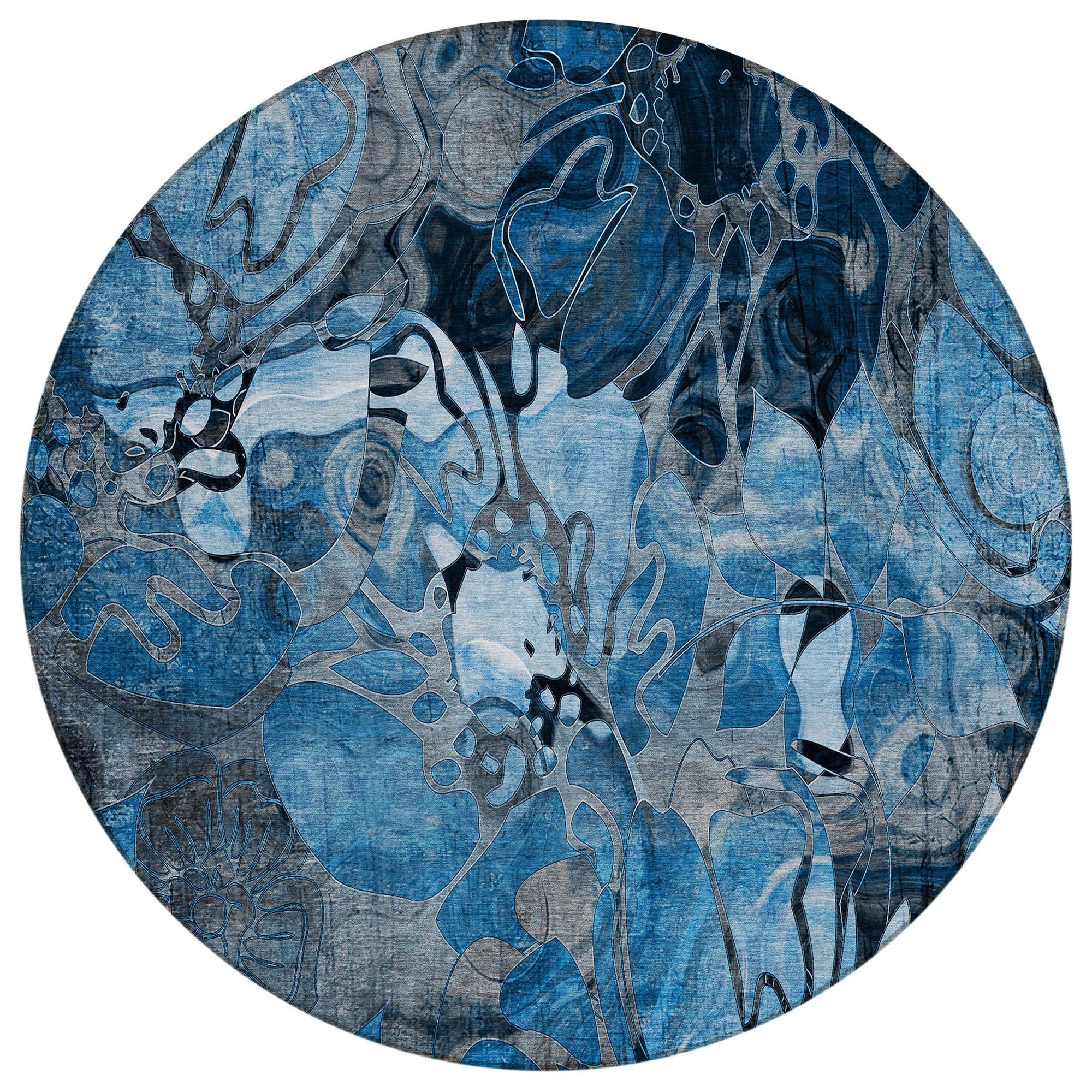 Addison Rugs Floral Blue Washable Indoor-Outdoor Rug