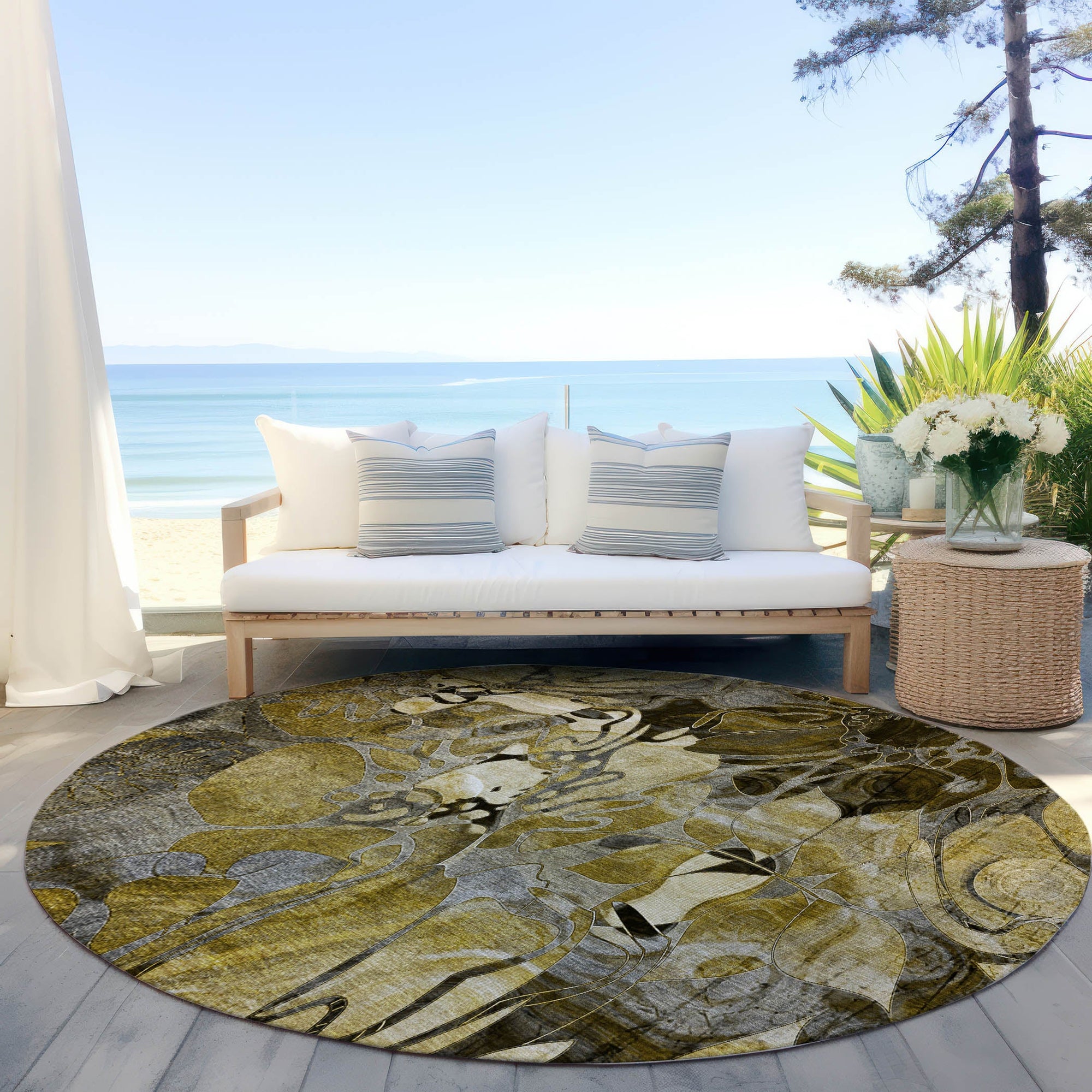 Addison Rugs Floral Brown Washable Indoor-Outdoor Rug