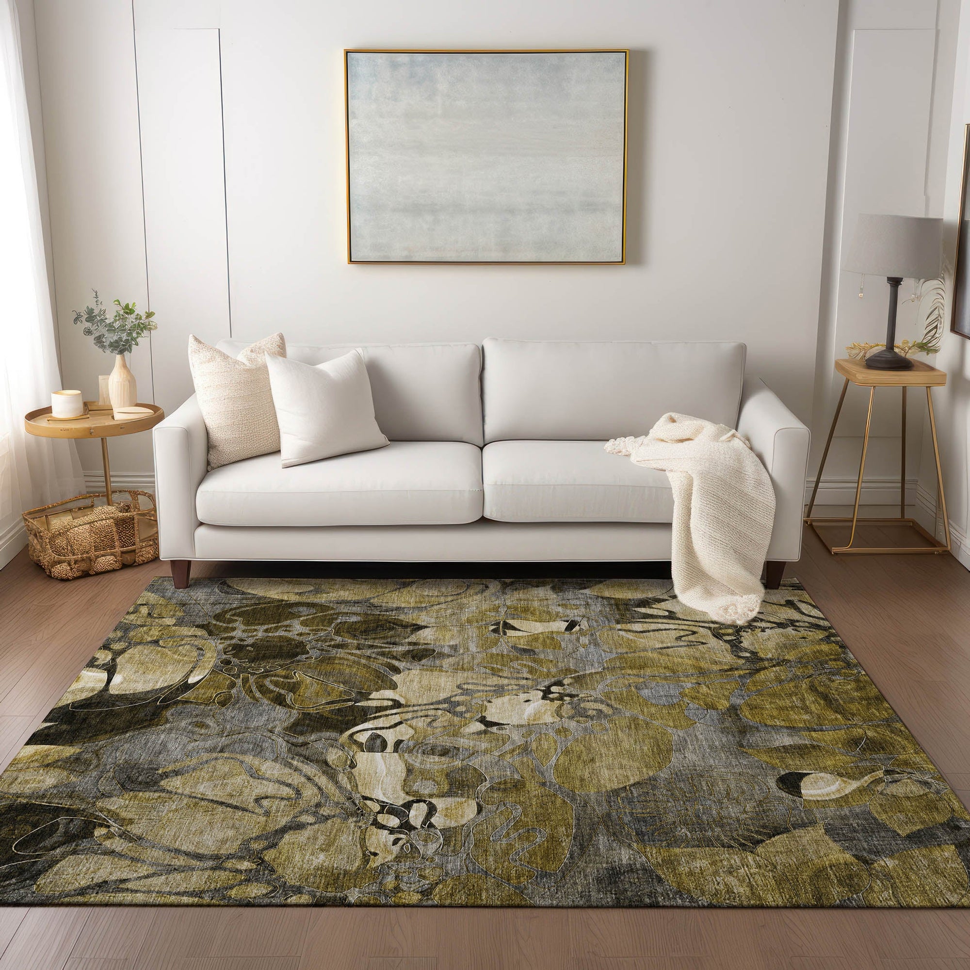 Addison Rugs Floral Brown Washable Indoor-Outdoor Rug