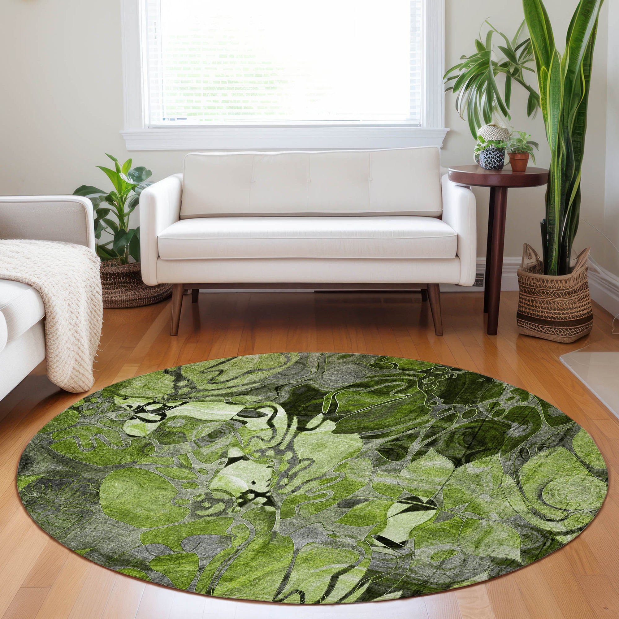 Addison Rugs Floral Green Washable Indoor-Outdoor Rug