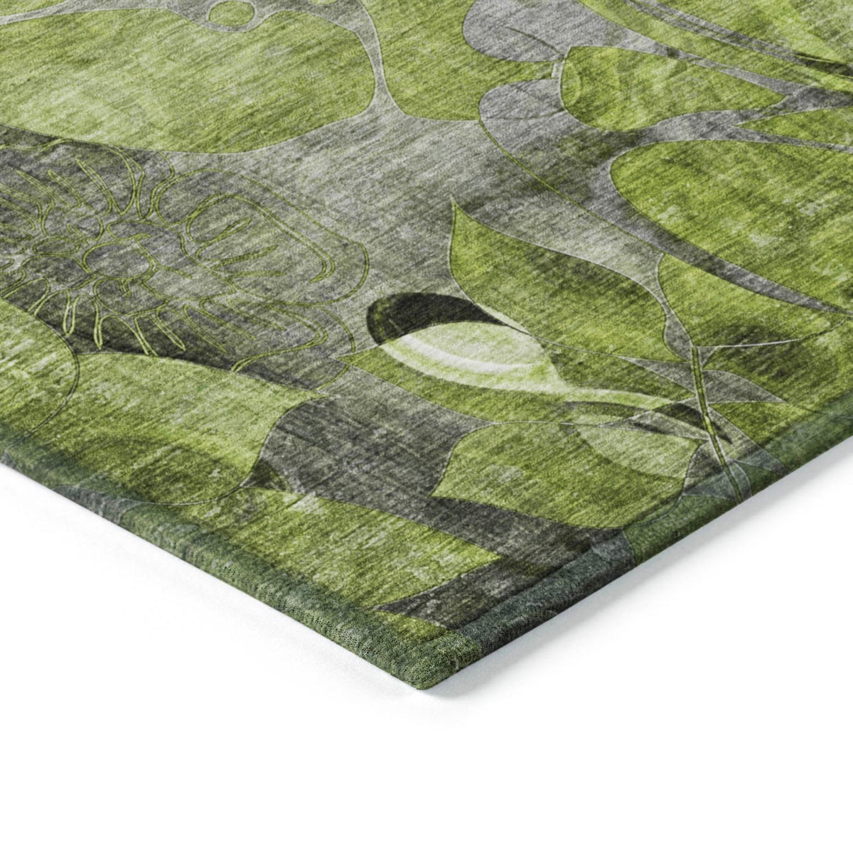 Addison Rugs Floral Green Washable Indoor-Outdoor Rug