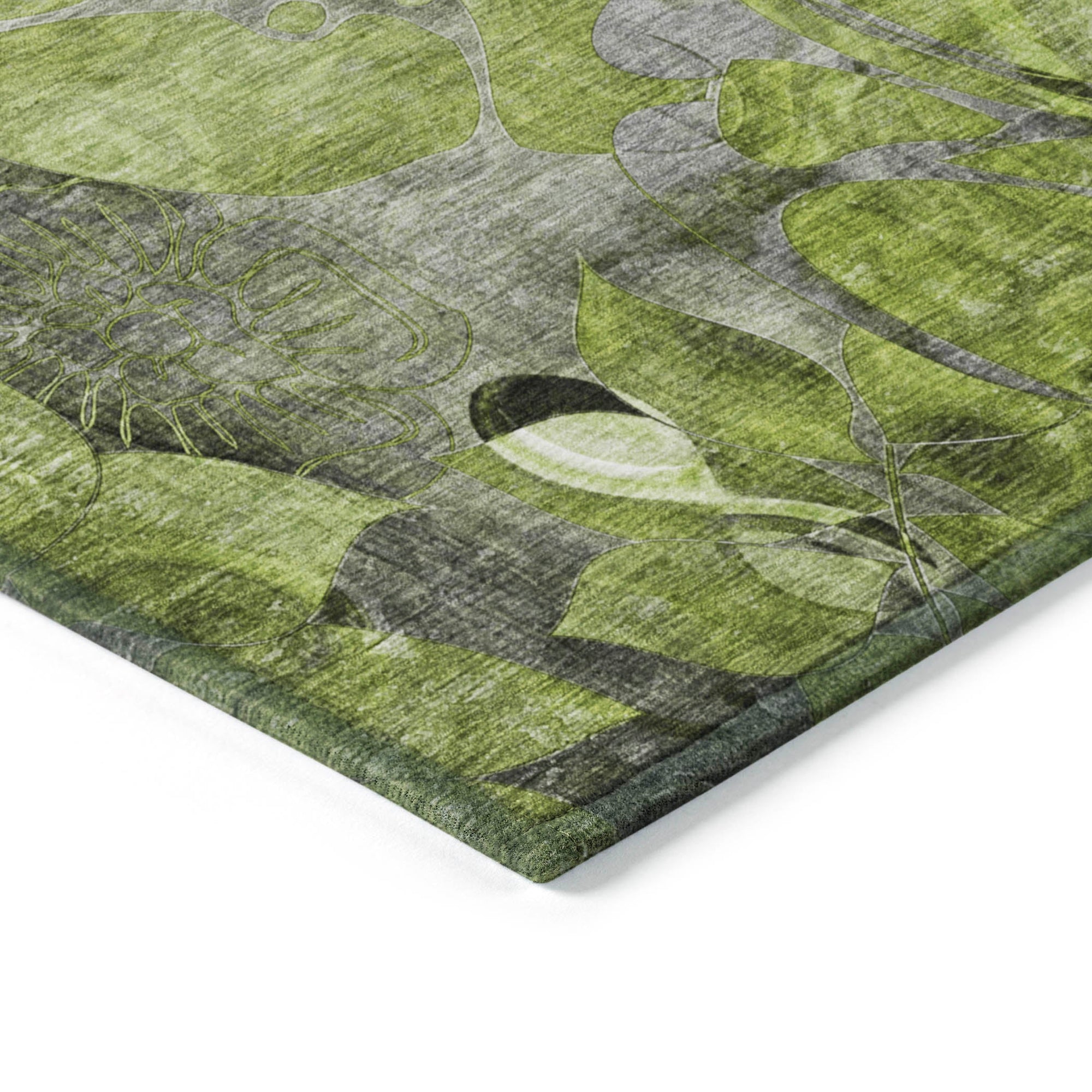 Addison Rugs Floral Green Washable Indoor-Outdoor Rug