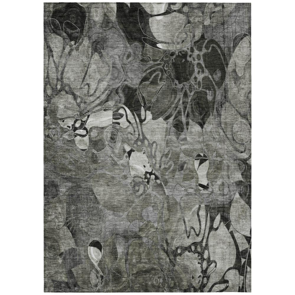 Addison Rugs Floral Grey Washable Indoor-Outdoor Rug