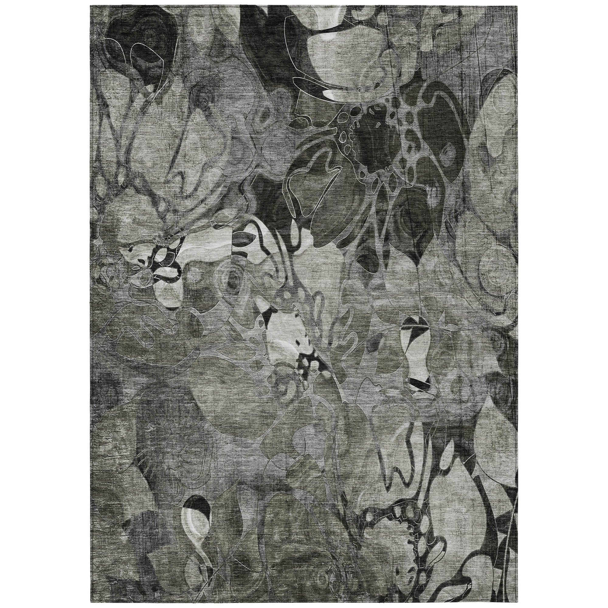 Addison Rugs Floral Grey Washable Indoor-Outdoor Rug