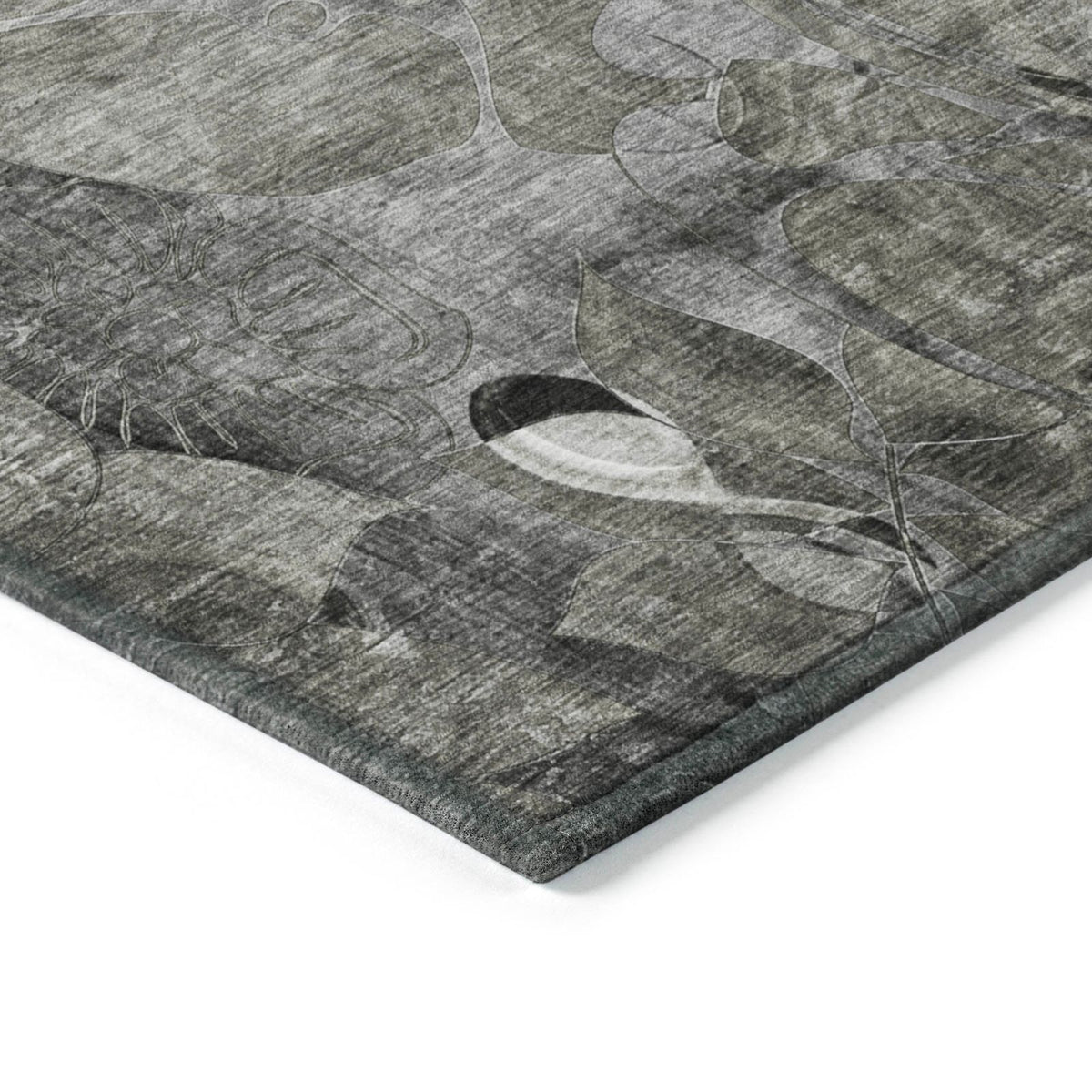 Addison Rugs Floral Grey Washable Indoor-Outdoor Rug