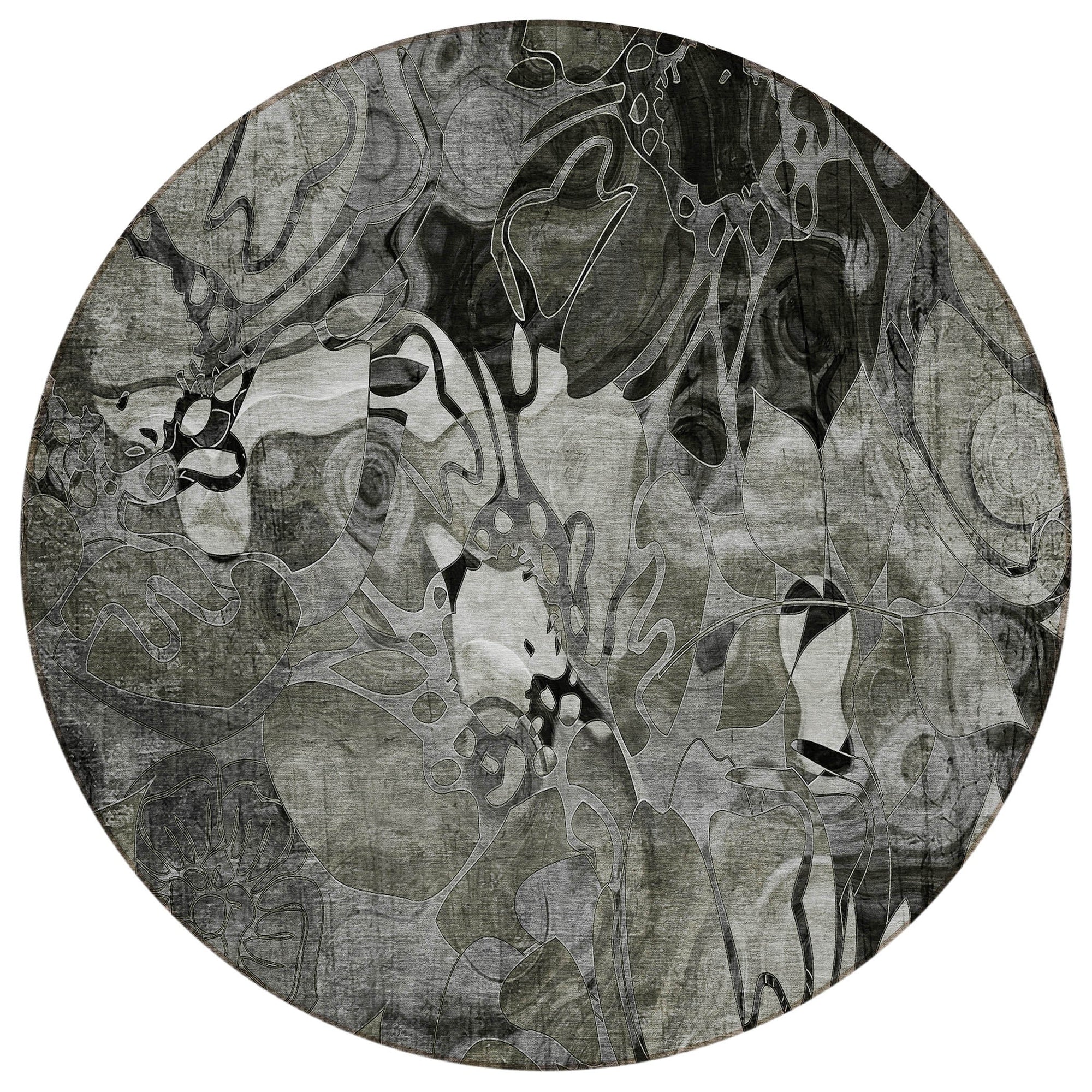 Addison Rugs Floral Grey Washable Indoor-Outdoor Rug