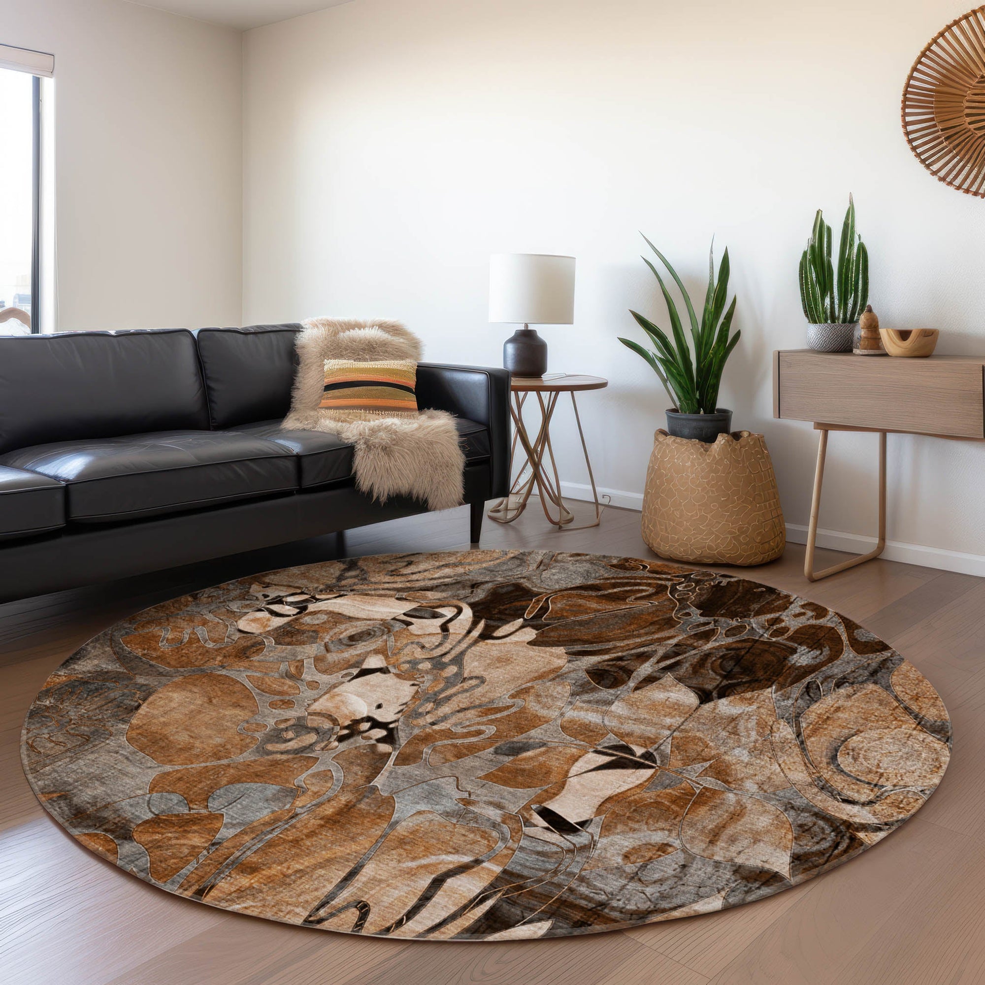 Addison Rugs Floral Orange Washable Indoor-Outdoor Rug