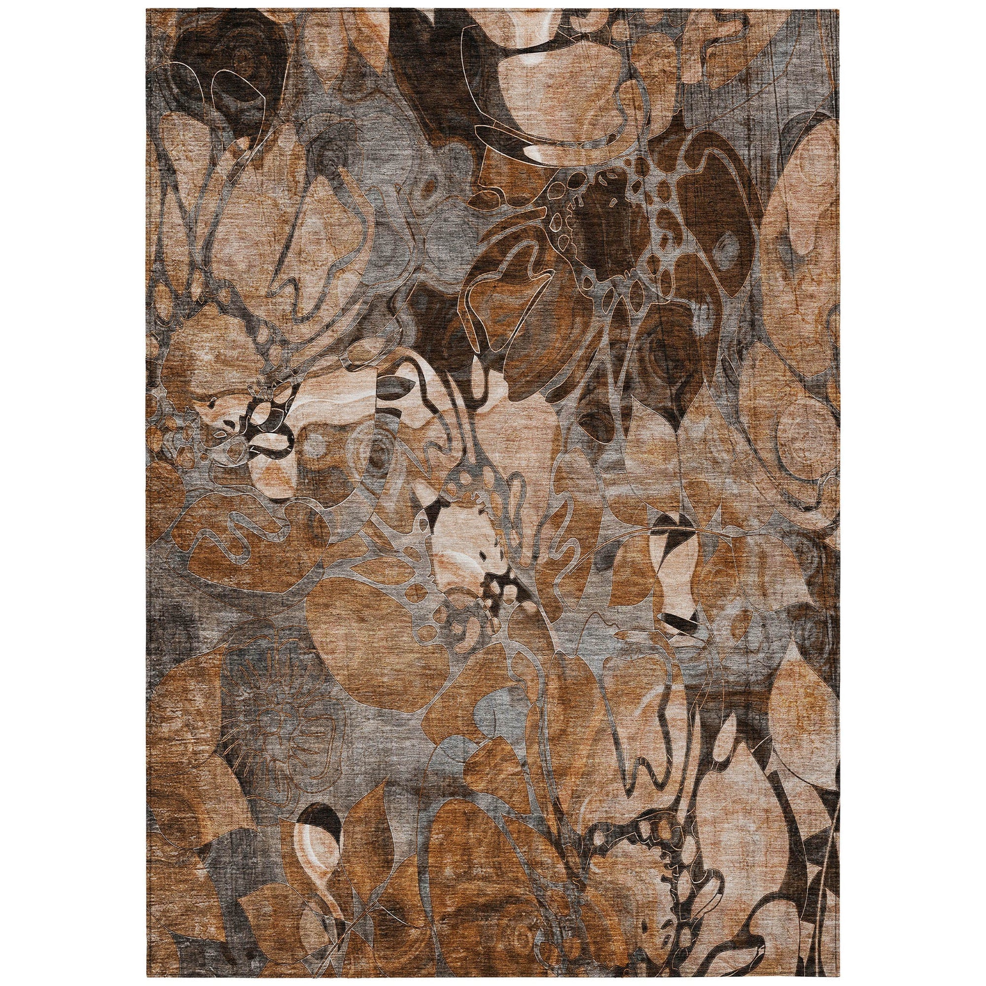 Addison Rugs Floral Orange Washable Indoor-Outdoor Rug