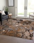 Addison Rugs Floral Orange Washable Indoor-Outdoor Rug